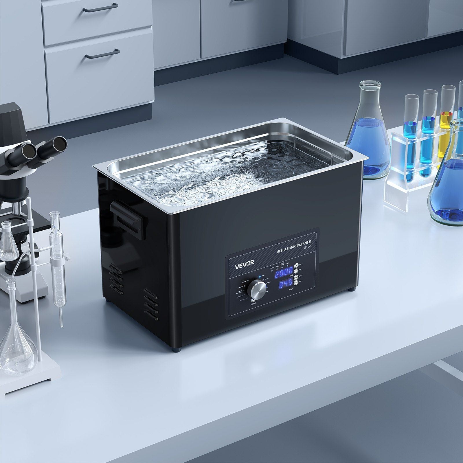 30L Ultrasonic Cleaner, Professional Ultrasonic Cleaner Machine with Knob Control, Stainless Steel Cleaning Machine with Basket and Cleaning Ball, for Watches, Razors, Jewelry, Coins and More