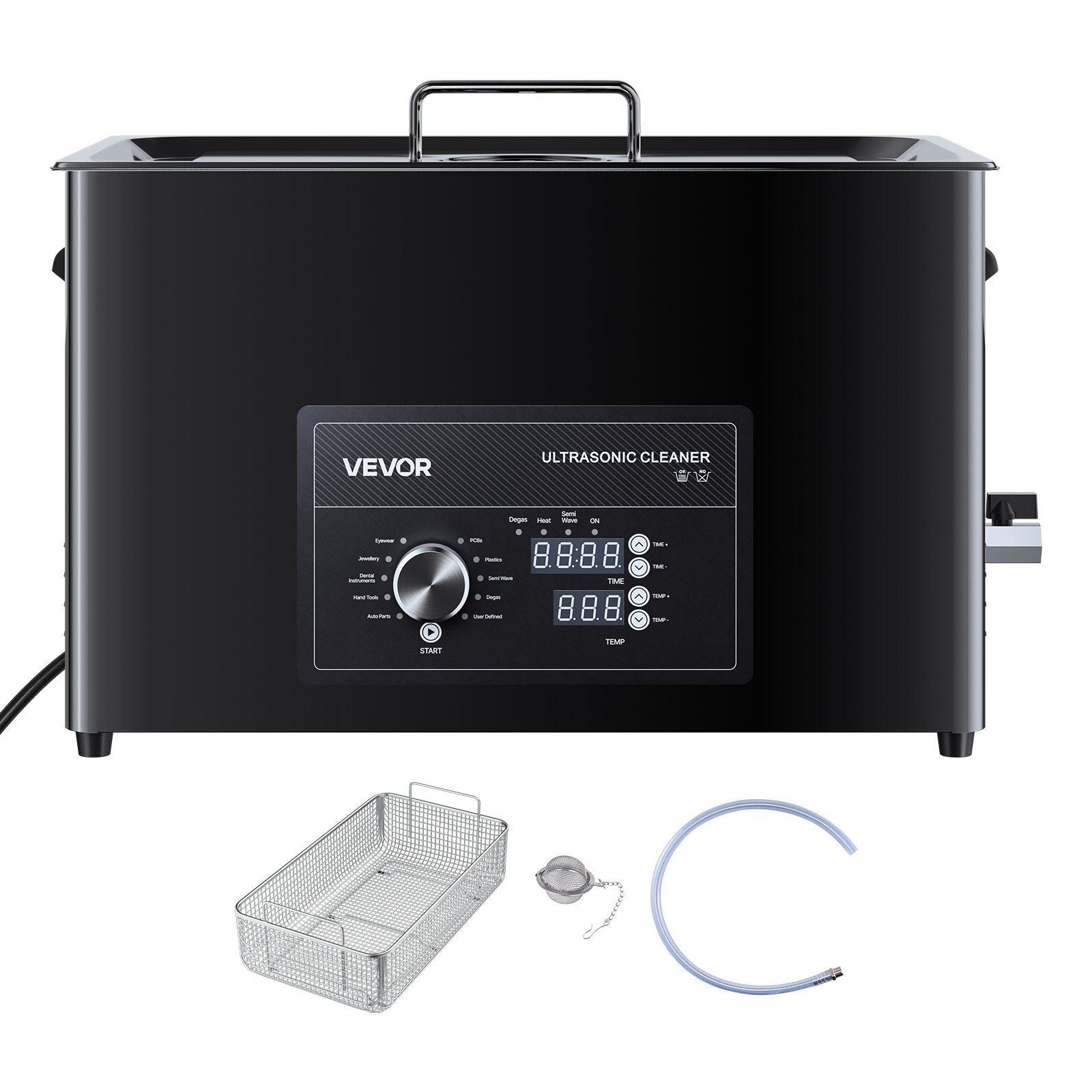 30L Ultrasonic Cleaner, Professional Ultrasonic Cleaner Machine with Knob Control, Stainless Steel Cleaning Machine with Basket and Cleaning Ball, for Watches, Razors, Jewelry, Coins and More