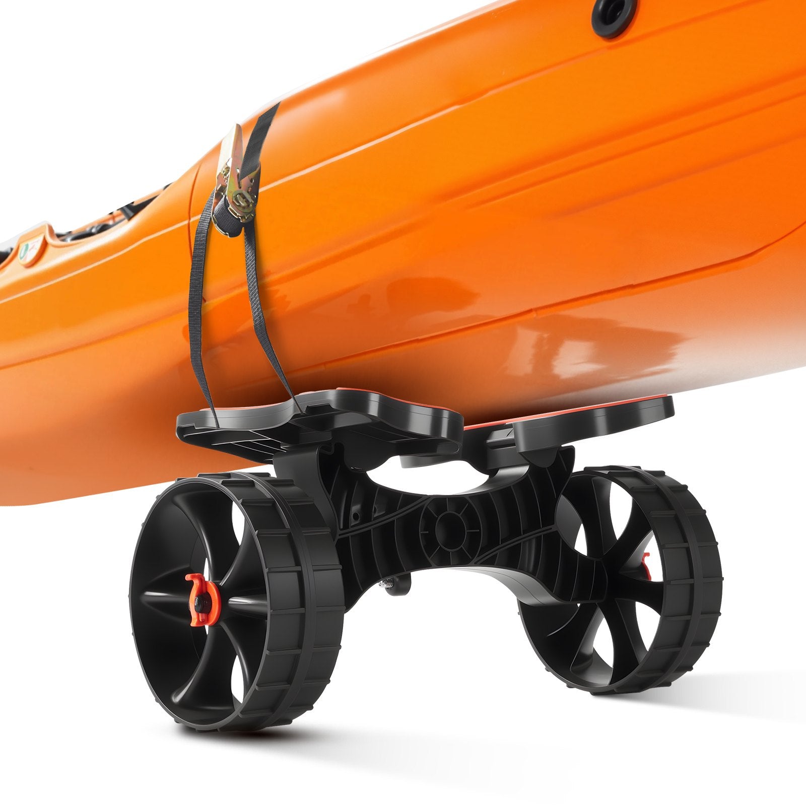 VEVOR Kayak Cart, 136.1 kg Load Capacity, Foldable Kayak Trolley with 25.4 cm Solid Rubber Tires & 1 Ratchet Strap, Paddle Board Trolley for Carrying Kayaks, Canoes, Paddleboards, Float Mats,Jon Boats