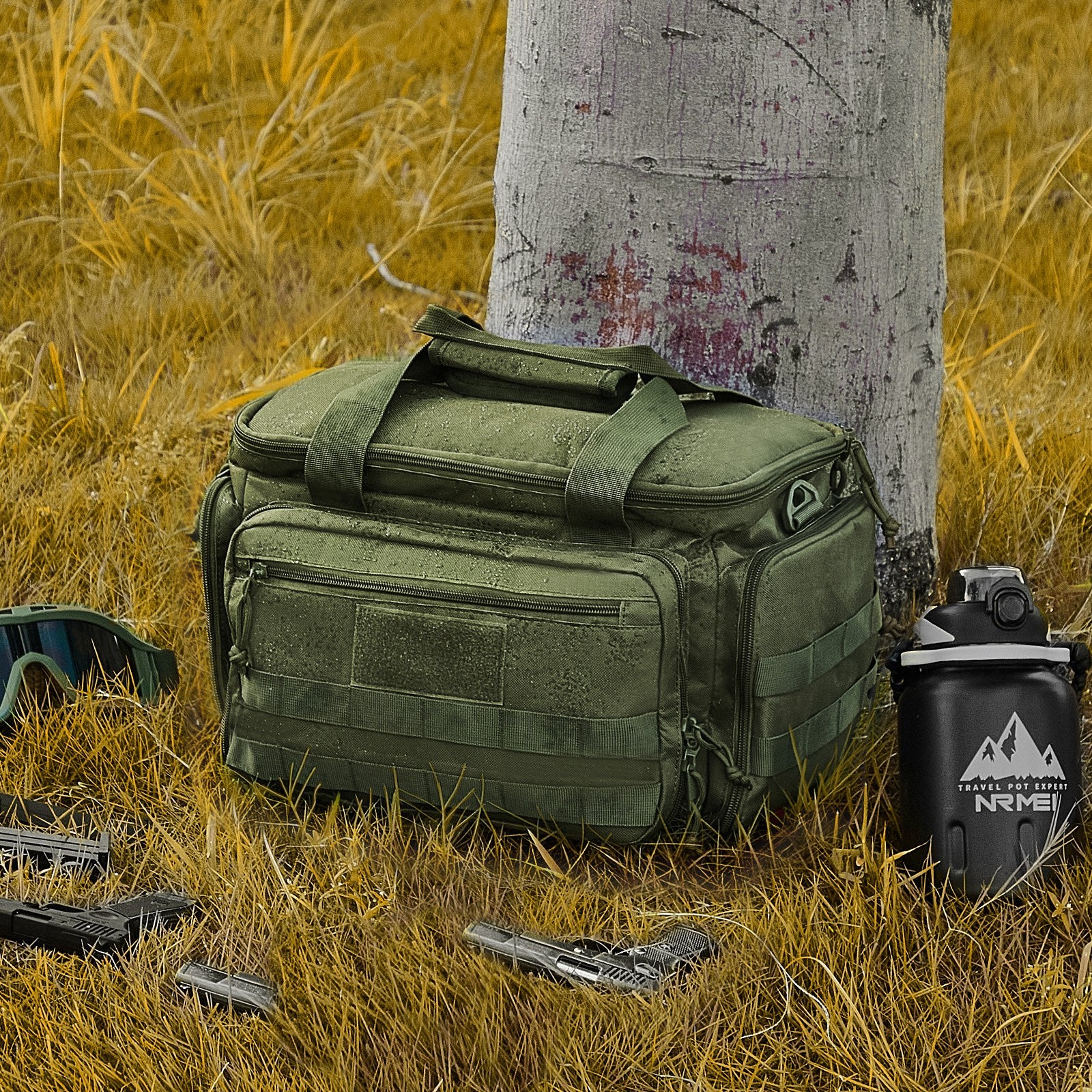 VEVOR Soft Pistol Case for 4 Pistols Handgun Bag Outdoor Hunting Shooting Green