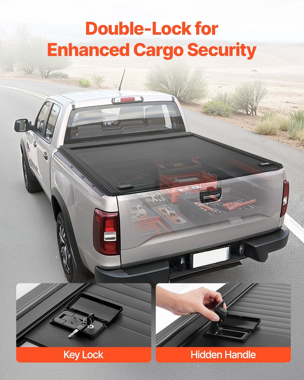 Retractable Tonneau Cover, 5.7 ft Hard Retractable Tonneau Cover with Built-in Drainage Pipe for 2009-2024 Dodge Ram 1500 Crew Cab, Customized Hard Tonneau Cover with Double-Lock & T-Slot