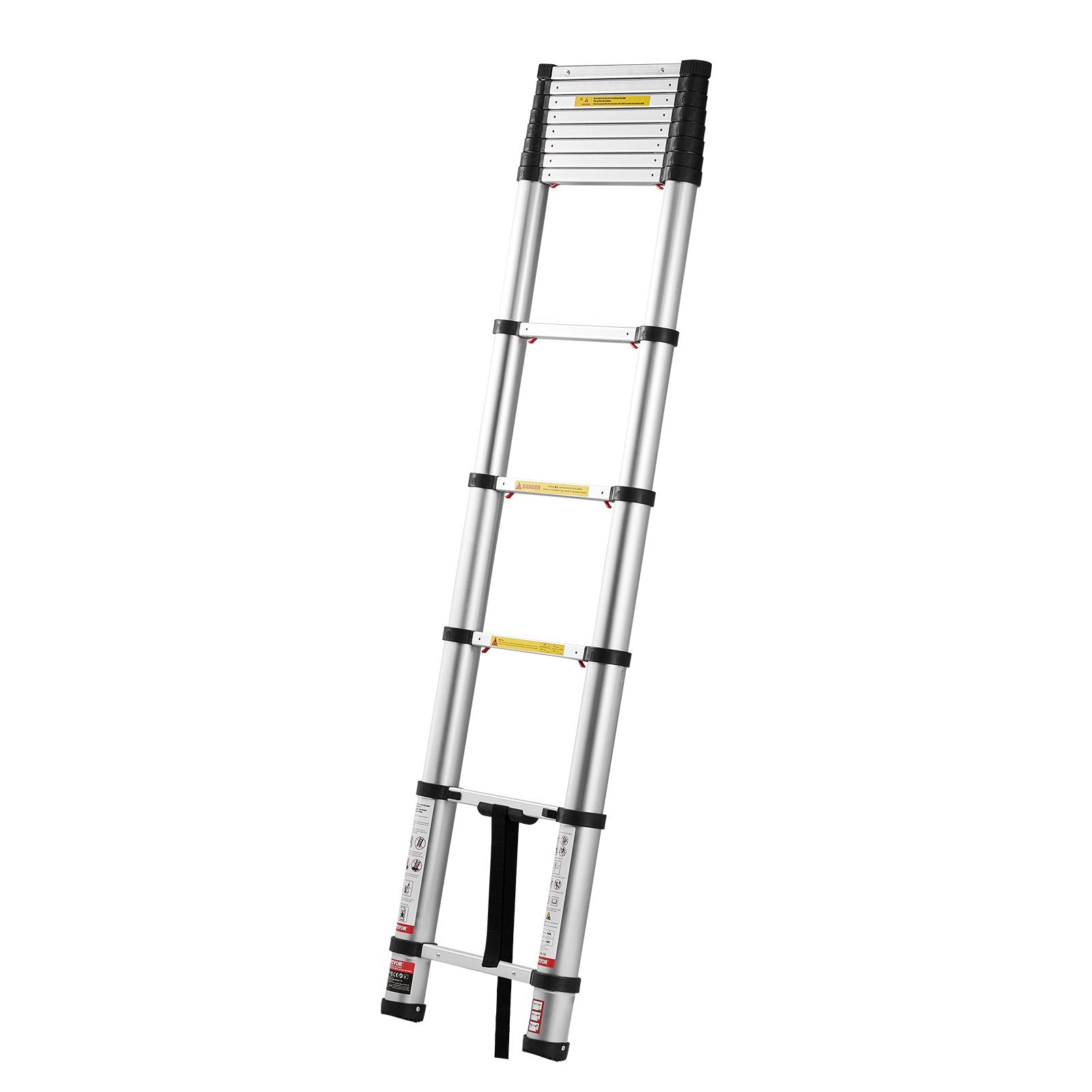 VEVOR 3.8m Telescoping Ladder, Aluminum Lightweight Multi-Purpose Collapsible Extension, One-Touch Retraction Ladder, Heavy Duty 150kg Max Capacity with Non-Slip Feet, for Home, Outdoor Work, Loft