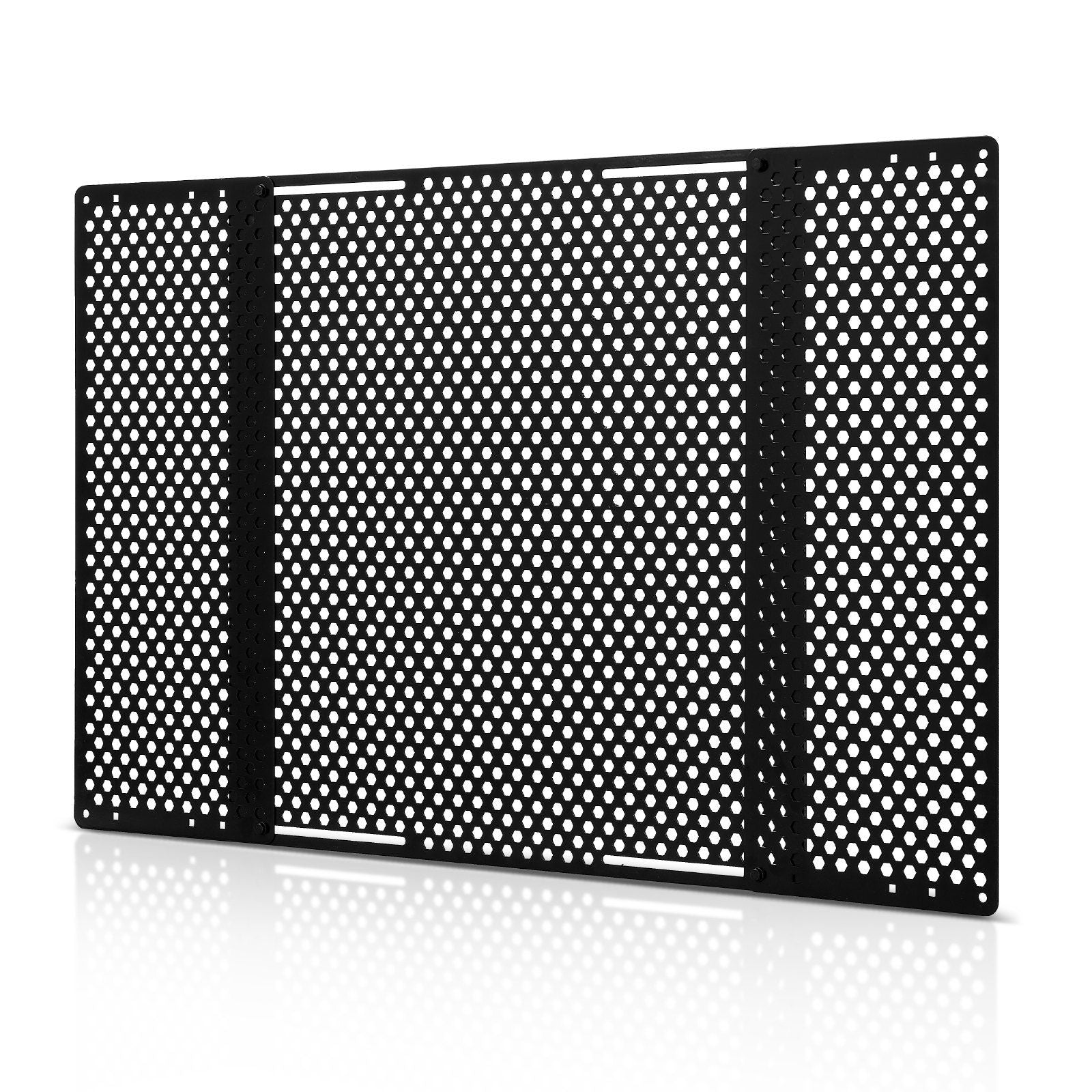 RV Screen Door Protector, Adjusts from 558.8 – 800 mm, Adjustable Door Grille, Easy to Install, Reinforced Breathable Honeycomb Holes, Iron Camper RV Entry Protector for Pet Protection, Black