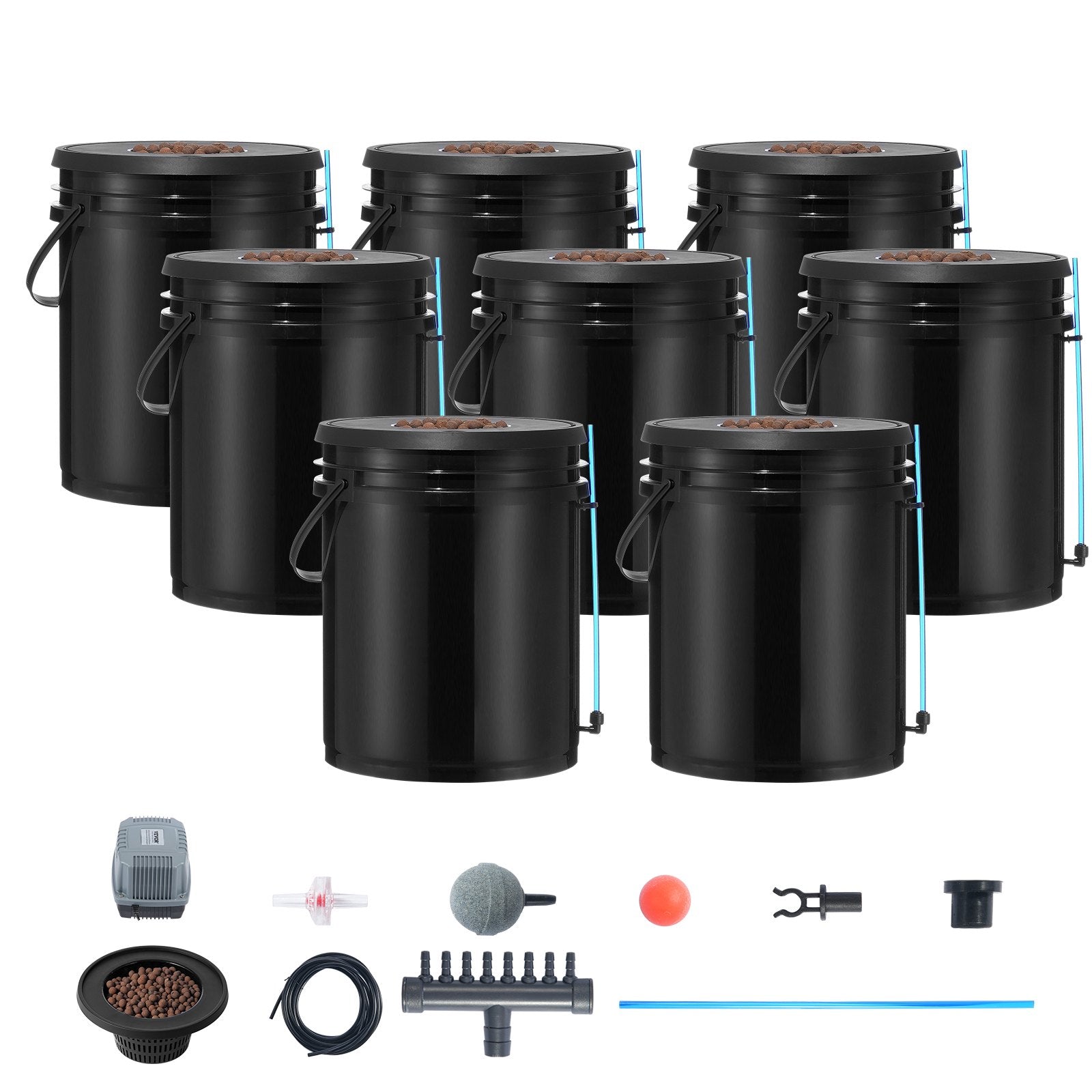 VEVOR DWC Hydroponics Grow System Deep Water Culture 8 Buckets with Air Pump