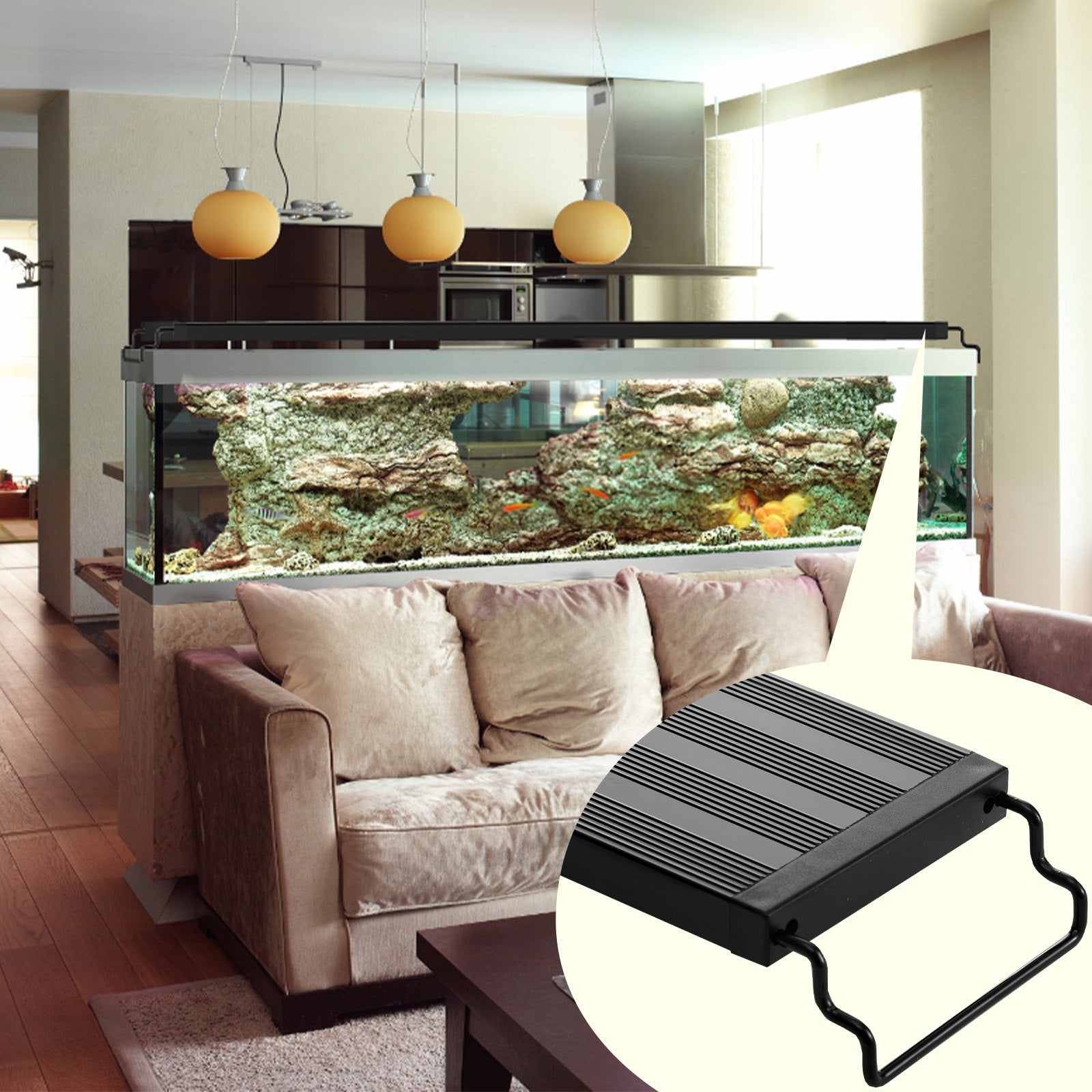 VEVOR Aquarium Light, 48W Full Spectrum Fish Tank Light with 24/7 Natural Mode, Adjustable Timer & 5-Level Brightness, with Aluminum Alloy Shell Extendable Brackets for 48"-54" Freshwater Planted Tank