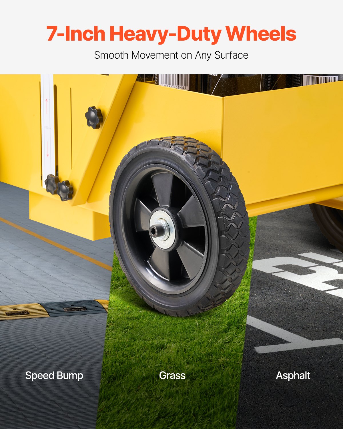 VEVOR Striping Line Marking Machine, 610 x 330 x 900 mm, 4-Wheel, Heavy Duty Striping Line Machine with 56-102 mm Adjustable Width, Make Clear Edge Line for Roads, Parking Lots, Sports Field, Yellow