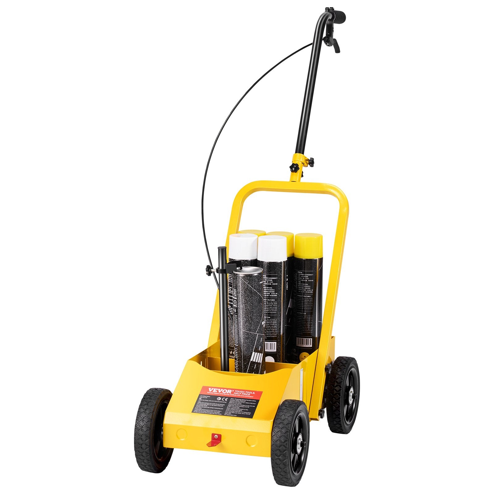 VEVOR Striping Line Marking Machine, 610 x 330 x 900 mm, 4-Wheel, Heavy Duty Striping Line Machine with 56-102 mm Adjustable Width, Make Clear Edge Line for Roads, Parking Lots, Sports Field, Yellow