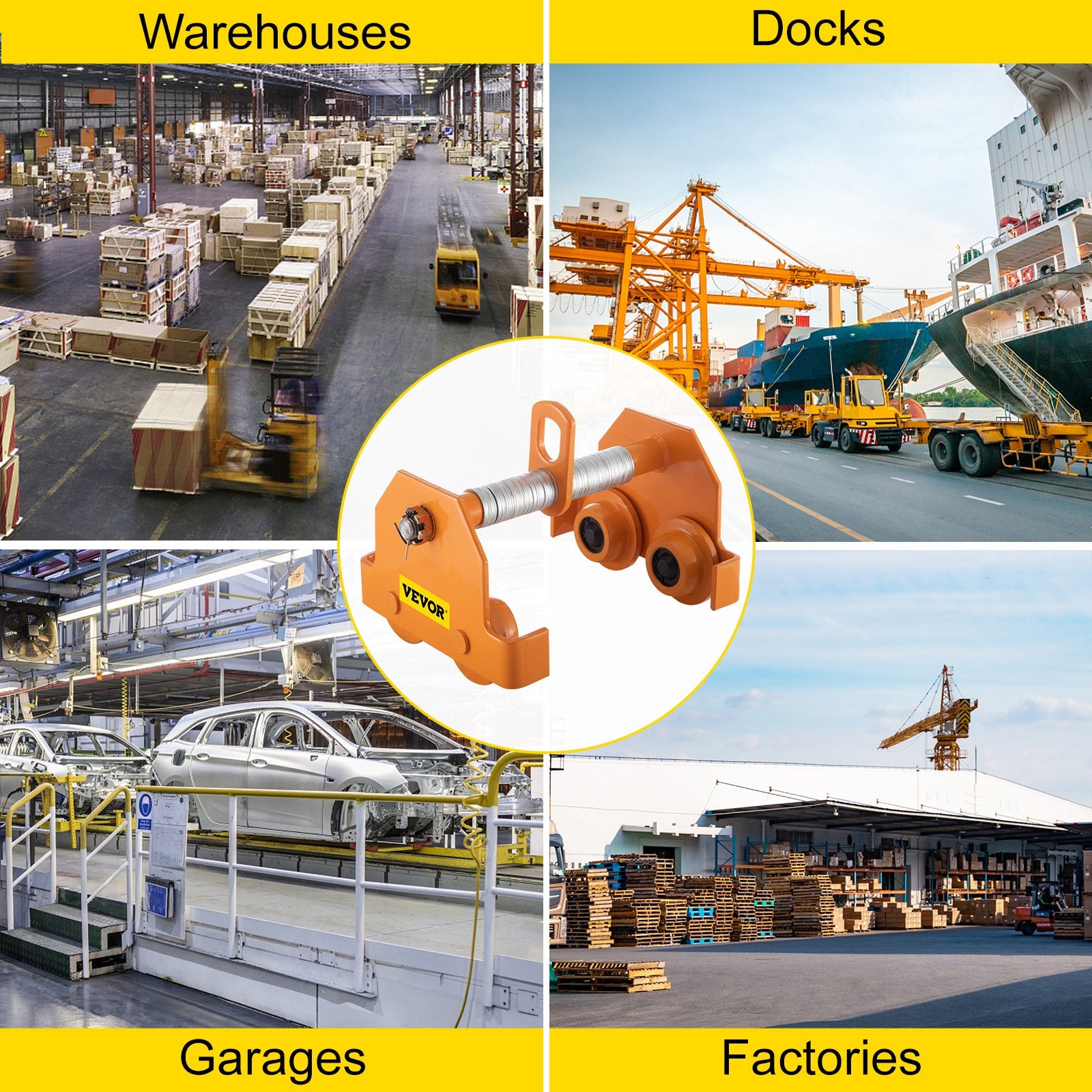 VEVOR Manual Trolley, 11000LBS/5 Ton Load Capacity Beam Trolley, 4.5-8 inch Adjustable Width Push Beam, Track Roller Trolley Powder Coating with Dual Wheels Garage Hoist for Straight Curved I Beam