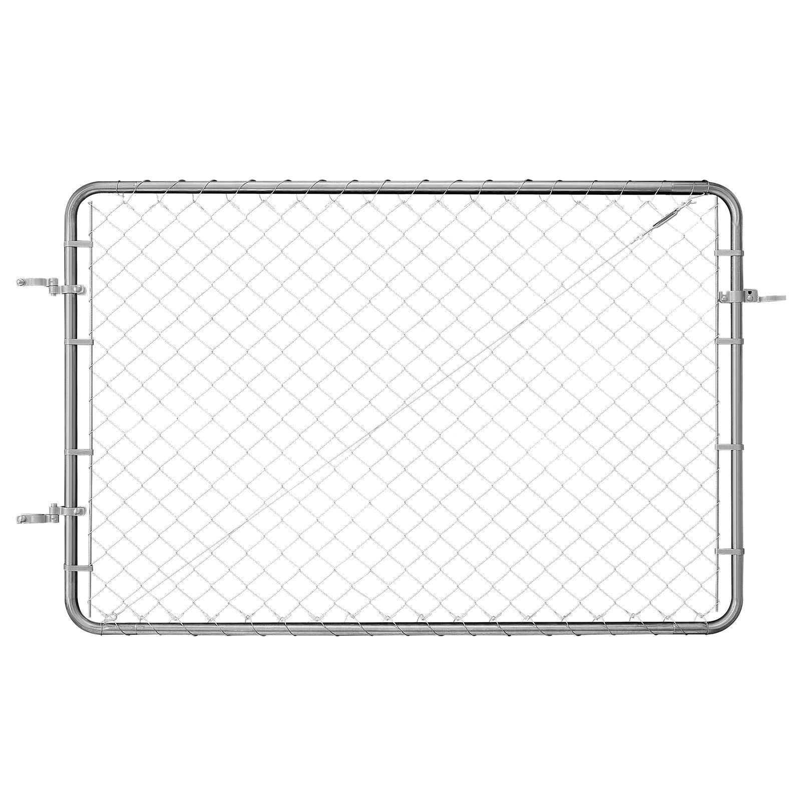 Chain Link Fence Gate, 183 x 122 cm, Adjustable Chain Link Fence Panel, Fit 67-183 cm (W) x 183 cm (H) Garden Fence Gate Opening, Rust-Resistant Galvanized Fencing Gate for Farm, Posts Not Included