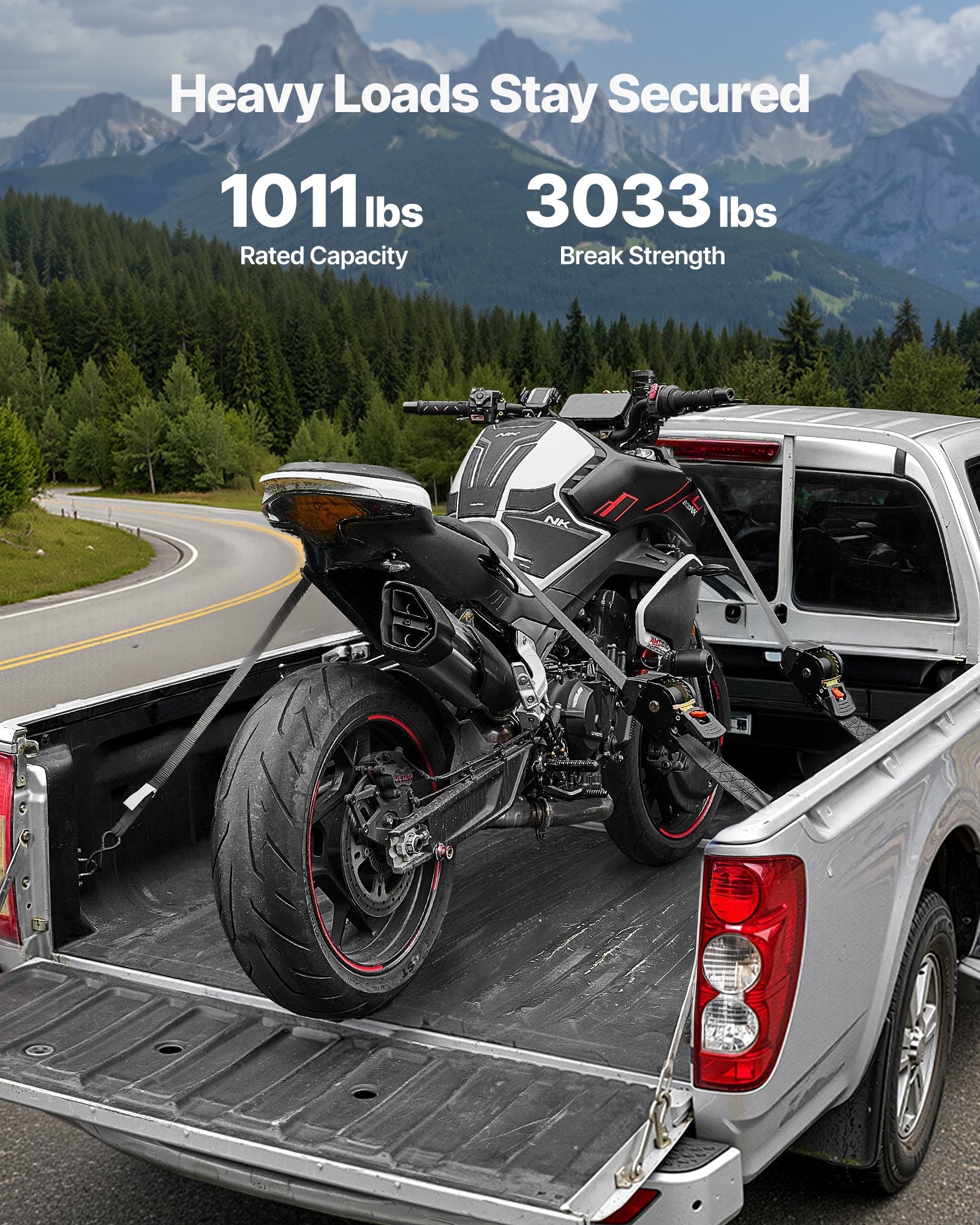 VEVOR Retractable Ratchet Straps, 50.8 mm x 3 m, Tie Down Straps with S Hooks, 1375 kg Break Strength, 2 Soft Loops, Tie Down Ratcheting for Moving, Trailers, Motorcycles, Kayaks, Car Roof, 2 Pack