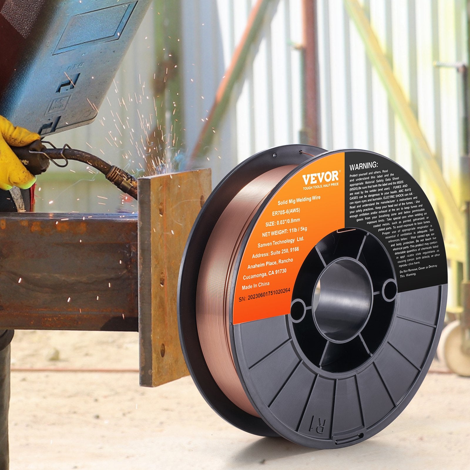 VEVOR Solid MIG Welding Wire, ER70S-6 0.030-inch 11LBS with Low Splatter and High Levels of Deoxidizers for All Position Gas Welding