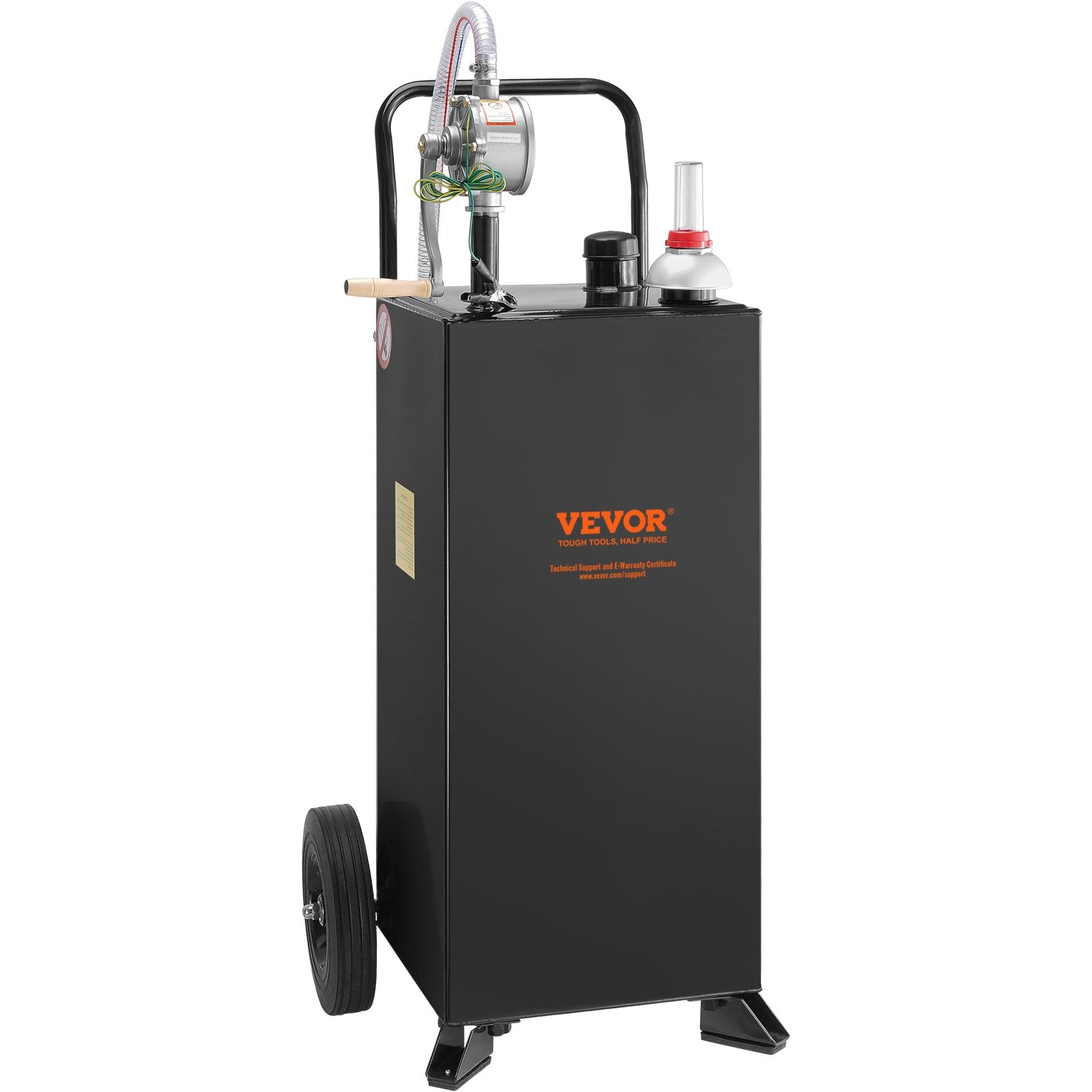 VEVOR 114L Gas Caddy, Fuel Storage Tank with Wheels, Portable Fuel Caddy with Manuel Transfer Pump, Gasoline Diesel Fuel Container for Cars, Lawn Mowers, ATVs, Boats, More, Black