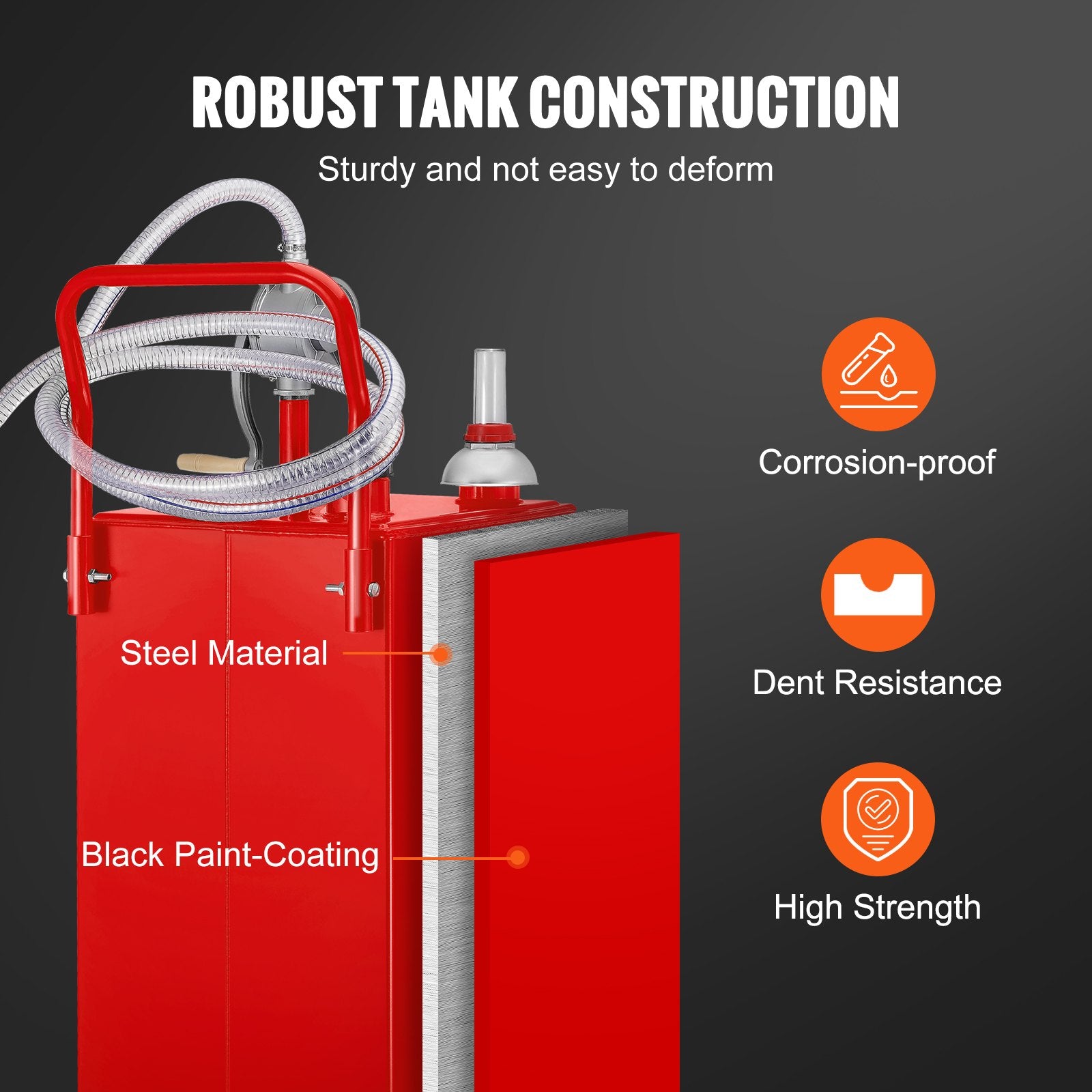 VEVOR 114L Fuel Caddy, Gas Storage Tank & 4 Wheels, with Manuel Transfer Pump, Gasoline Diesel Fuel Container for Cars, Lawn Mowers, ATVs, Boats, More, Red