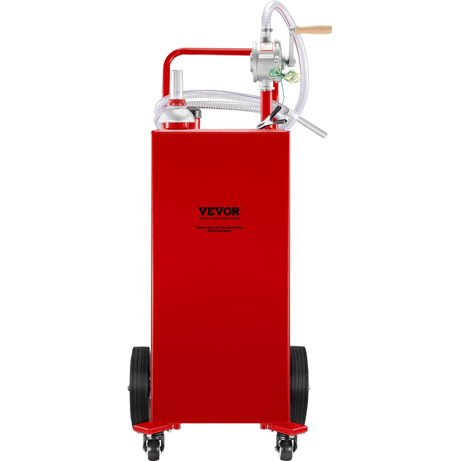 VEVOR 114L Fuel Caddy, Gas Storage Tank & 4 Wheels, with Manuel Transfer Pump, Gasoline Diesel Fuel Container for Cars, Lawn Mowers, ATVs, Boats, More, Red