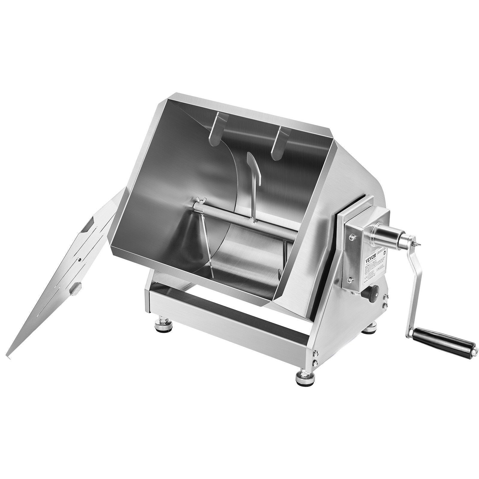 Manual Meat Mixer, 30L Tilt Tank Meat Processing Equipment(Mixing Max 30LBS for Meat), Stainless Steel Meat Mixer, Sausage Mixer Machine with Lid Handle Gear Reducer, Ground Beef Hand Mixer