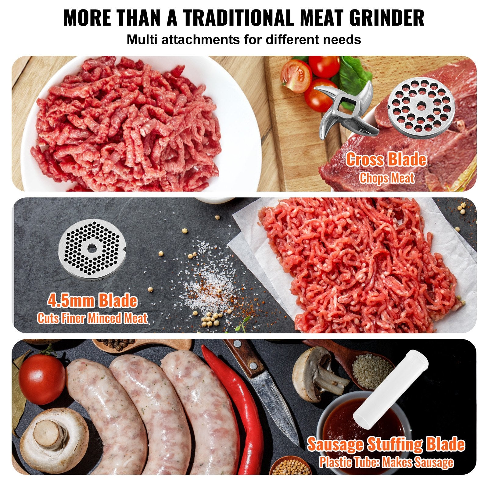 VEVOR Commercial Electric Meat Grinder 21 Lbs/Min Sausage Stuffer Maker Kitchen