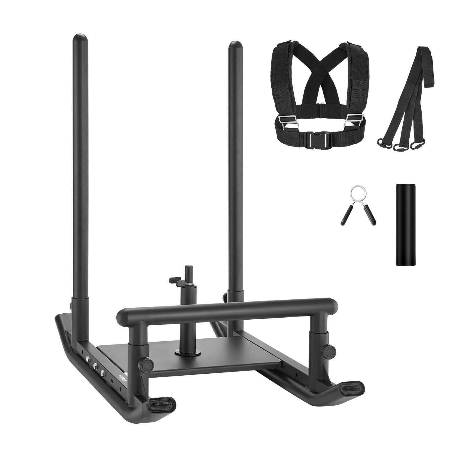 VEVOR Weight Sled, Steel Power Sled, Fitness Strength Training Sleds for Athletic Exercise Speed Improvement, Workout Fitness Equipment with Handle, Compatible with 25/51 mm Weight Plates, Black