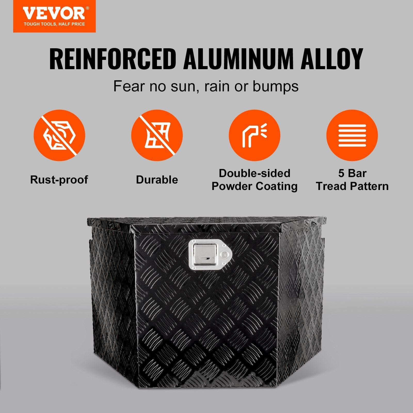 Trailer Tongue Box, Aluminum Alloy Diamond Plate Tongue Box Tool Chest, Heavy Duty Trailer Box Storage with Lock and Keys, Utility Trailer Tongue Box for Pickup Truck, RV, 99.06cmx41.91 cmx30.48