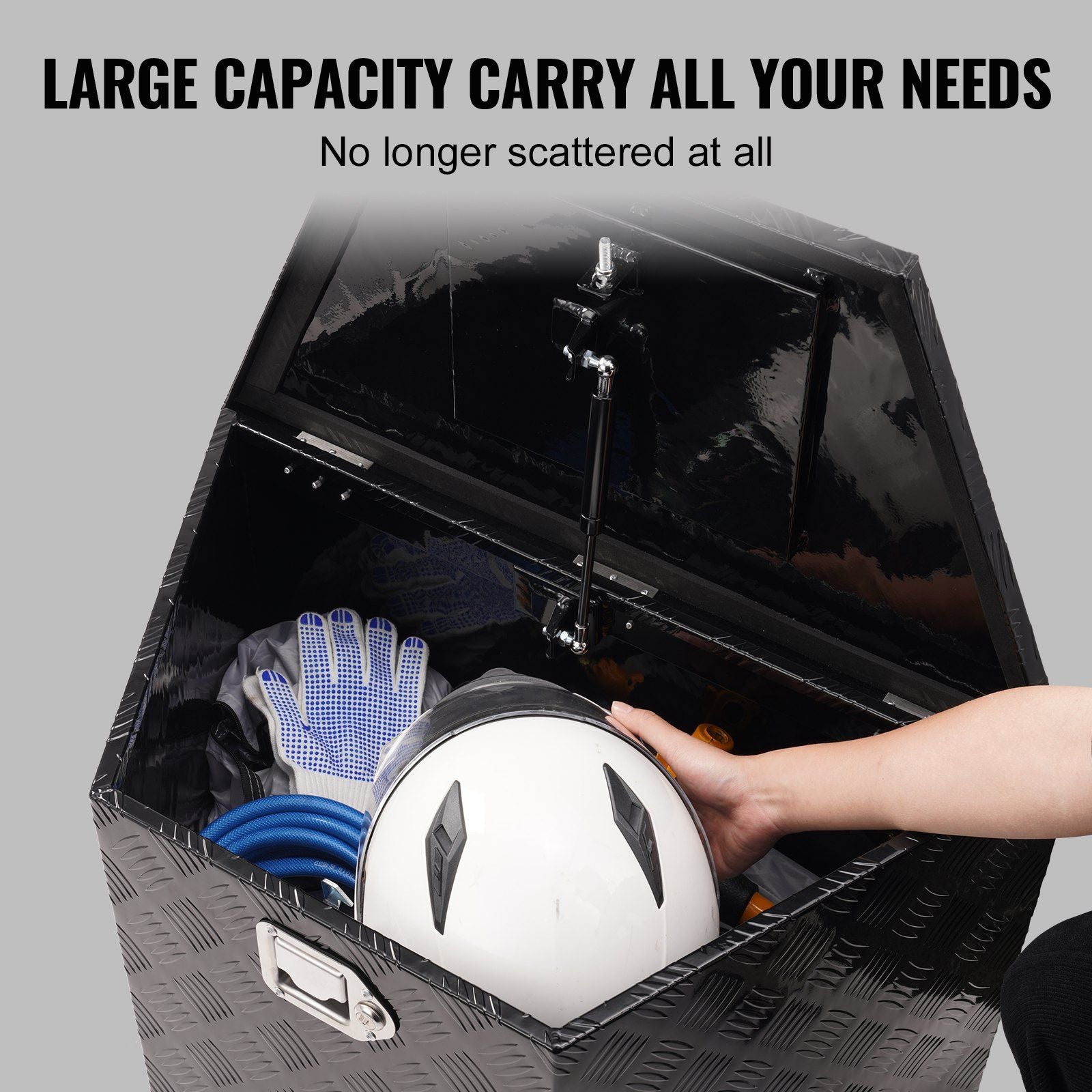 Trailer Tongue Box, Aluminum Alloy Diamond Plate Tongue Box Tool Chest, Heavy Duty Trailer Box Storage with Lock and Keys, Utility Trailer Tongue Box for Pickup Truck, RV, 99.06cmx41.91 cmx30.48