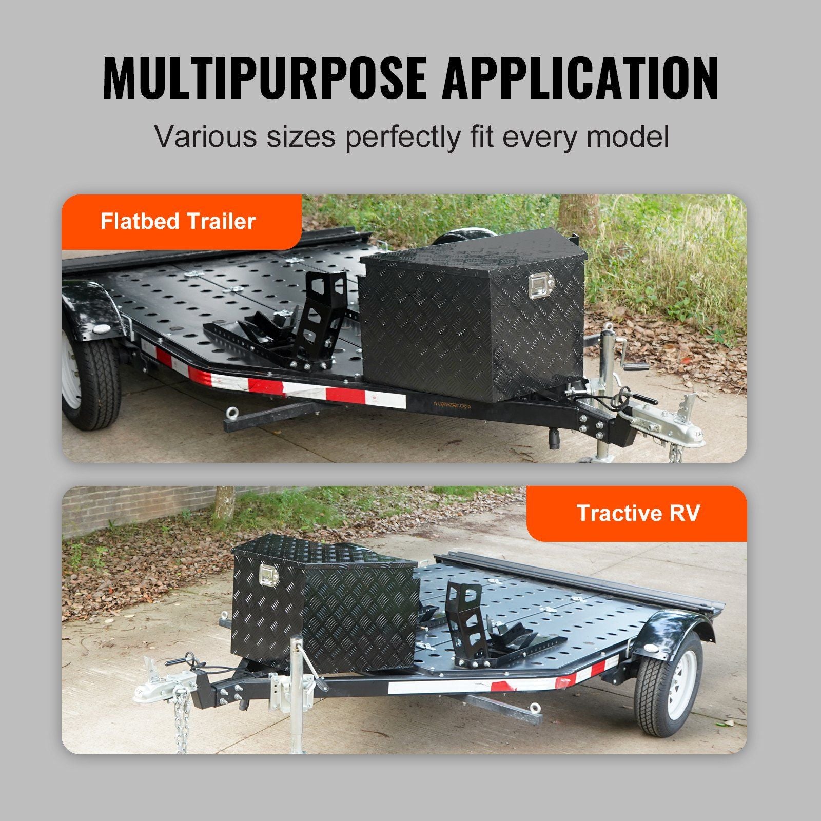 Trailer Tongue Box, Aluminum Alloy Diamond Plate Tongue Box Tool Chest, Heavy Duty Trailer Box Storage with Lock and Keys, Utility Trailer Tongue Box for Pickup Truck, RV, 99.06cmx41.91 cmx30.48