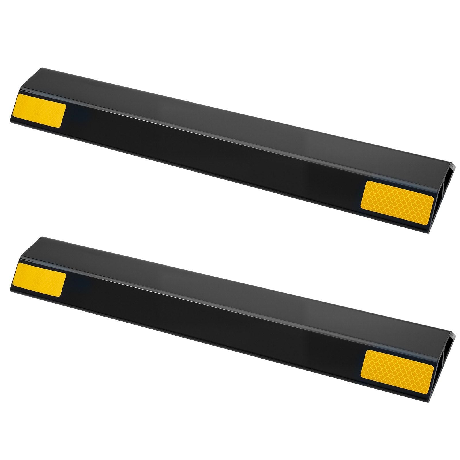 Parking Stopper, 446 mm 2 Pcs Heavy Duty Parking Aid for Garage, PP Curb Garage Floor Stopper with Reflective Strips, Vehicles Gadgets for Cars Vans Trucks Tire Wheel Guide Block Stops Bumpers