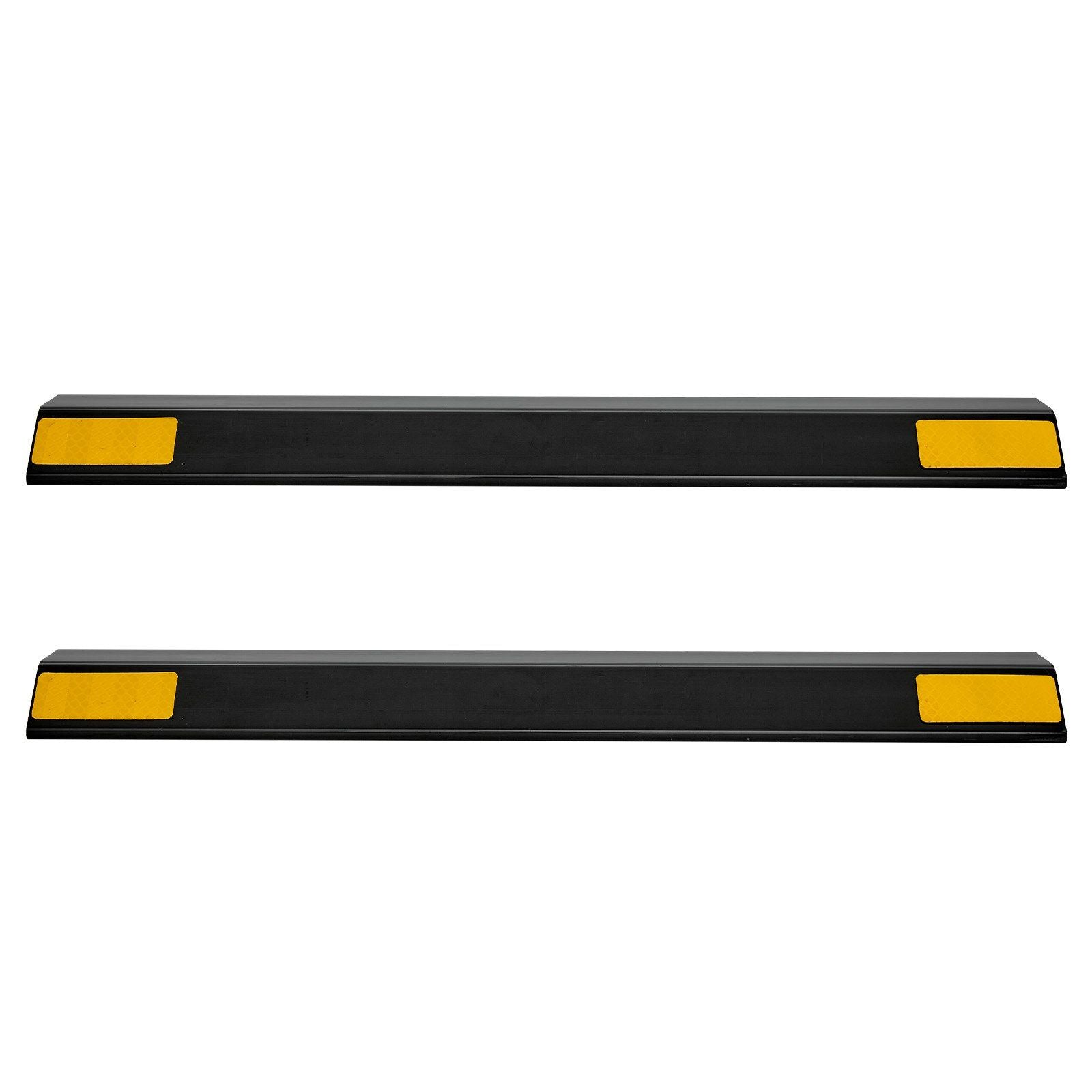 Parking Stopper, 446 mm 2 Pcs Heavy Duty Parking Aid for Garage, PP Curb Garage Floor Stopper with Reflective Strips, Vehicles Gadgets for Cars Vans Trucks Tire Wheel Guide Block Stops Bumpers