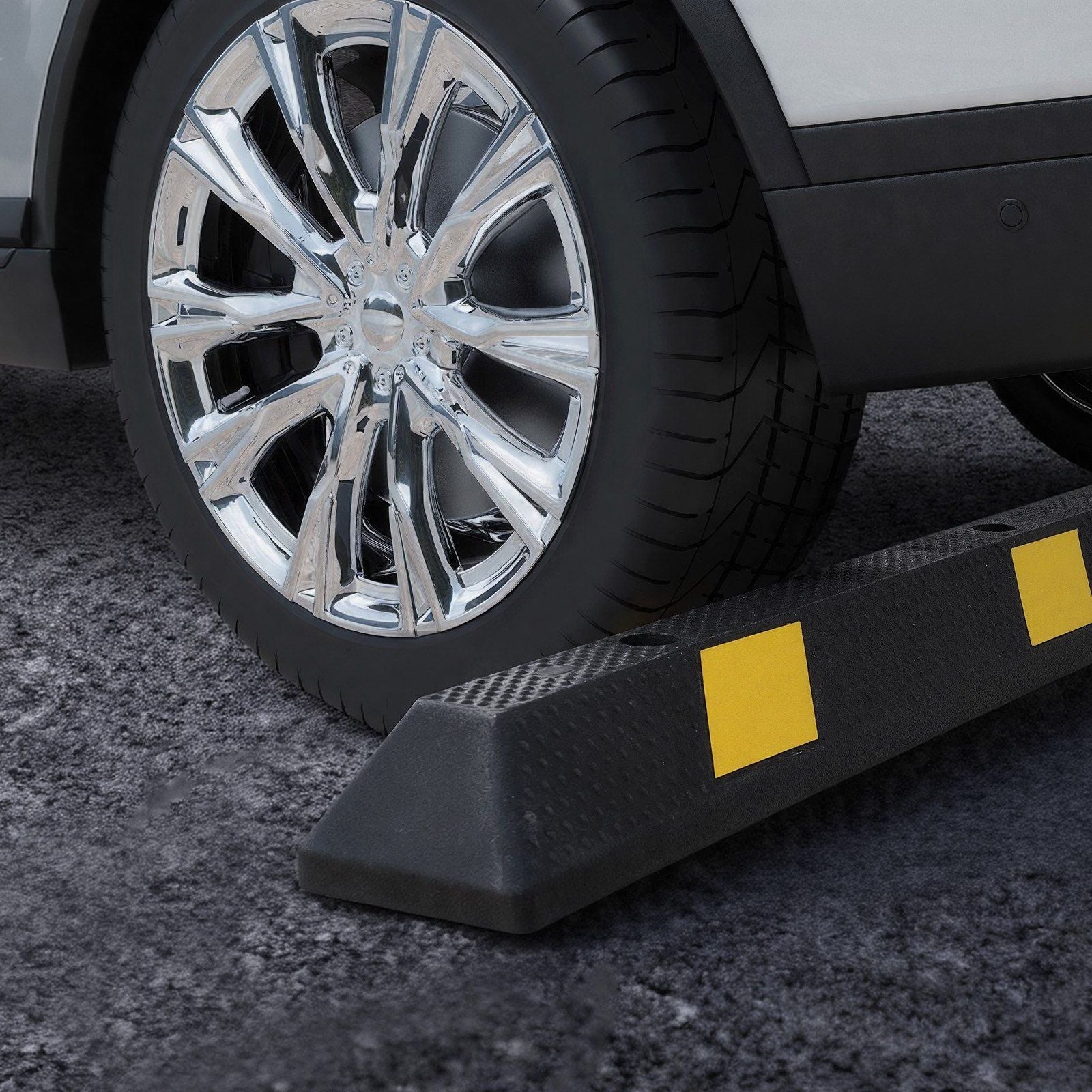 Parking Stopper, 1840 mm Heavy Duty Parking Aid for Garage, Rubber Curb Garage Floor Stopper with Reflective Strips, Vehicles Gadgets for Cars Vans Trucks Tire Wheel Guide Block Stops Bumpers