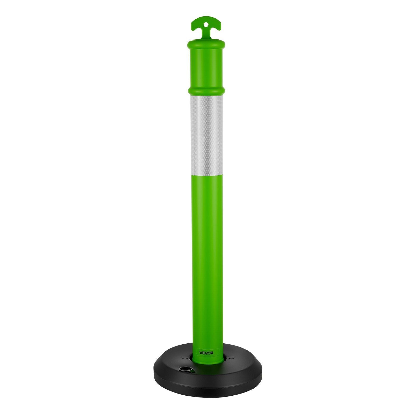3 Pack Traffic Delineator Posts, 1140 mm Traffic Safety Cones with Fillable Base and Reflective Strips, Heavy Duty Delineator Posts for Construction Site, Parking Lot, Crowd Control, Green