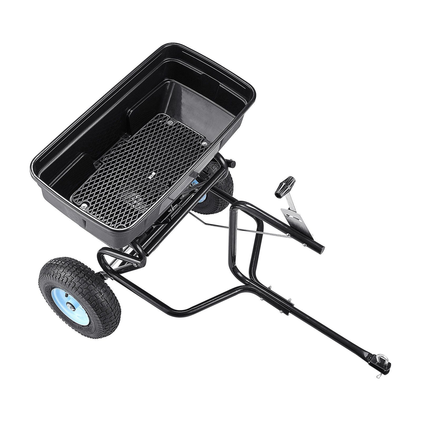 Tow Behind Broadcast Spreader, 130LBS Capacity, Tow/Push Garden Spreader with 13 in Tires, 30 Adjustable Setting & 9.8 ft Spreading Width, Lawn Spreaders for Seed, Fertilizer, Salt, Ice Melt