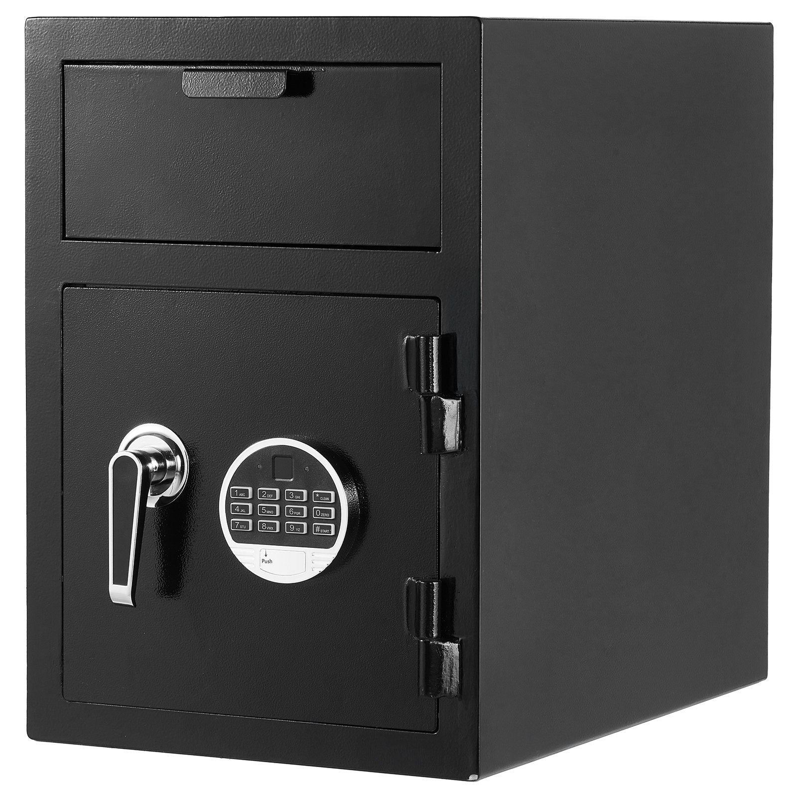 1.2 Cubic Feet Drop Safe, Large Capacity Front Drop Slot Safe Box with Digital Keypad, Heavy Duty 2 Tiers Cash Depository Box with Spare Keys for Cash, Bank Slip, Jewelry, Document, Bill, Black