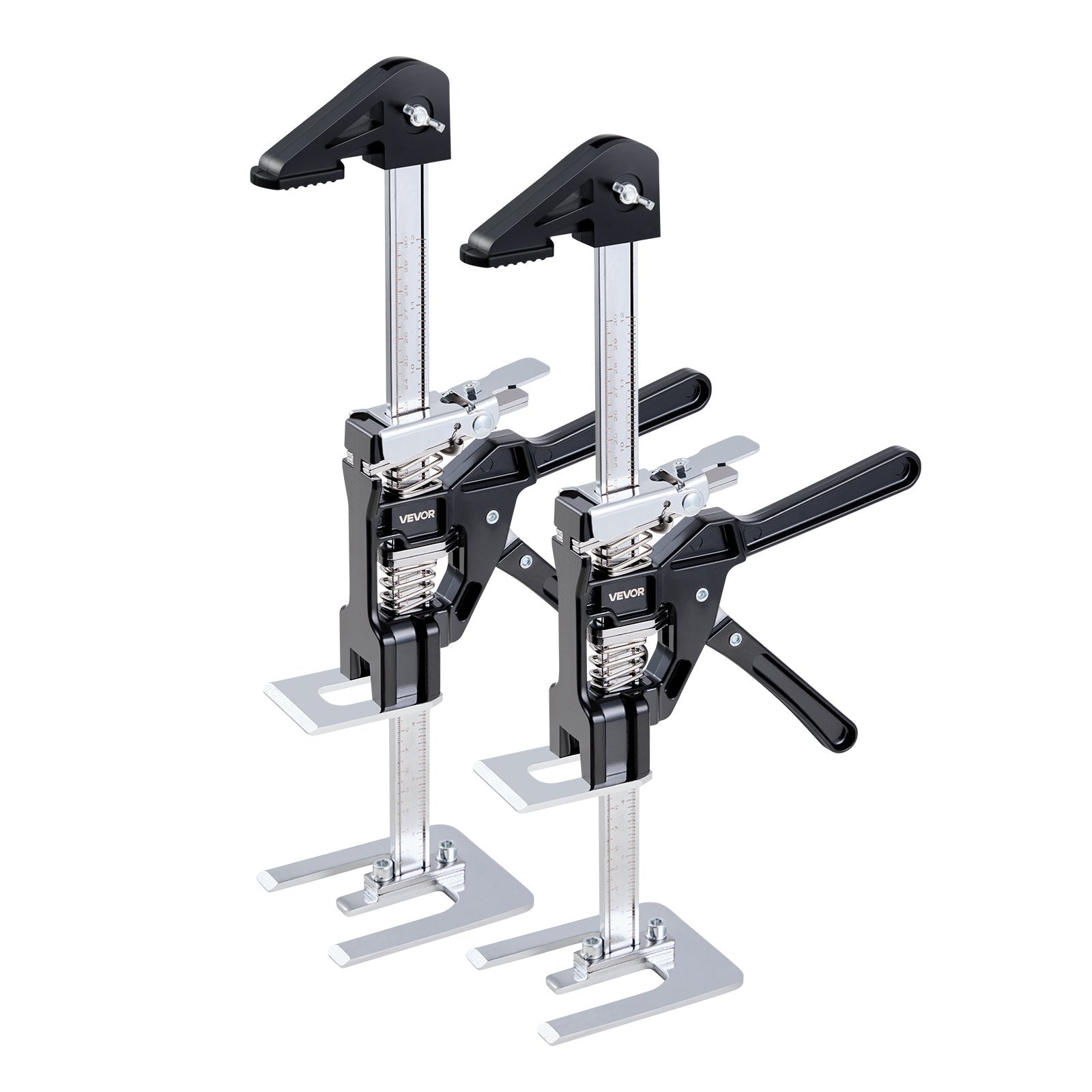 VEVOR Labor Saving Arm Jack, 2 PCS 200 kg Bearing Capacity, Lifting up to 235 mm, Metal Hand Lifting Jack Tool with Magnetic Level, 2 Adjustment Modes, for Door, Window, Furniture, Woodworking, Black