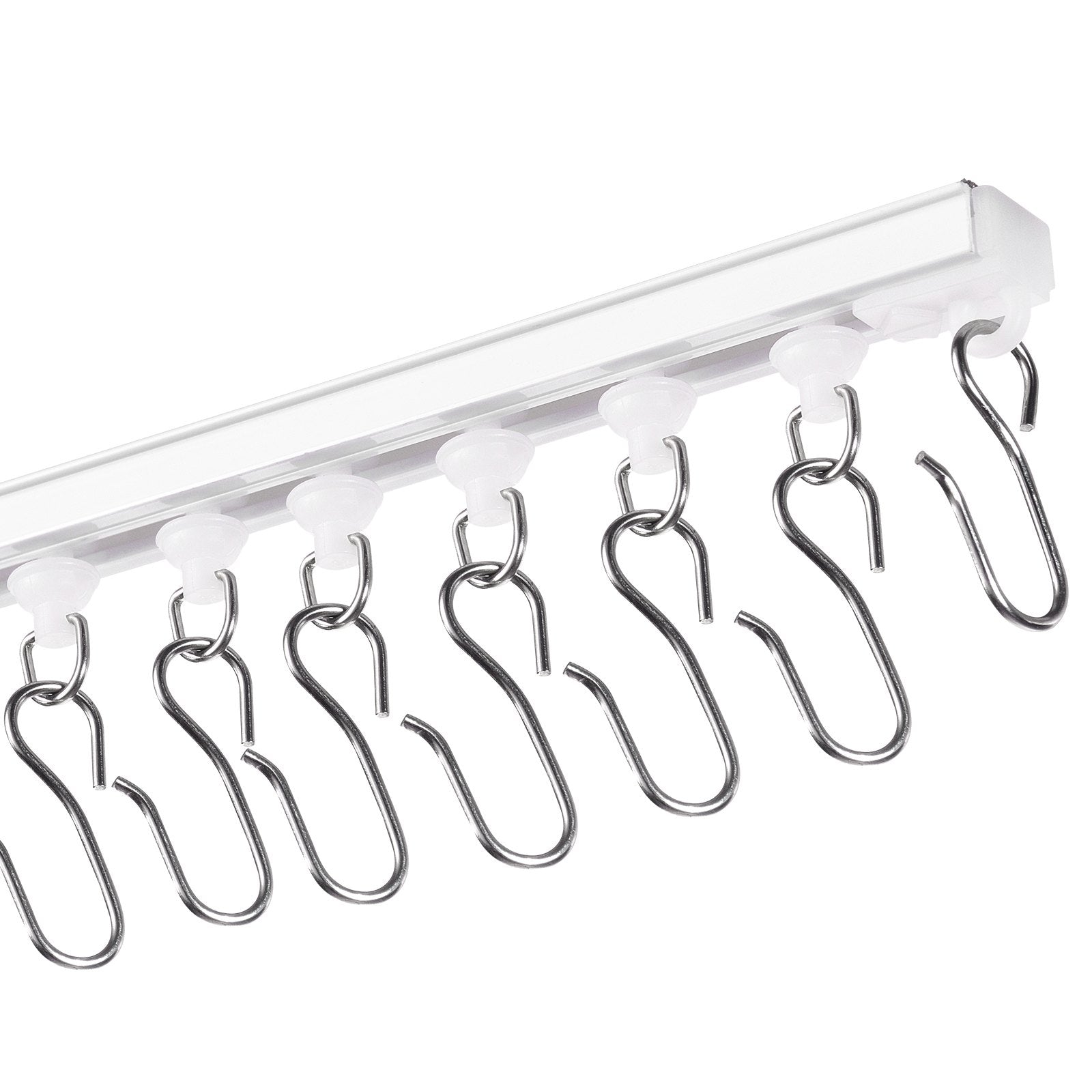 VEVOR Ceiling Curtain Track Set, 9.9 FT/3 Meter, Self Adhesive, No Drill Ceiling Track System for Curtains, Room Divider Curtain Track Ceiling Mounted for Living Room with Hooks and Hardware, White