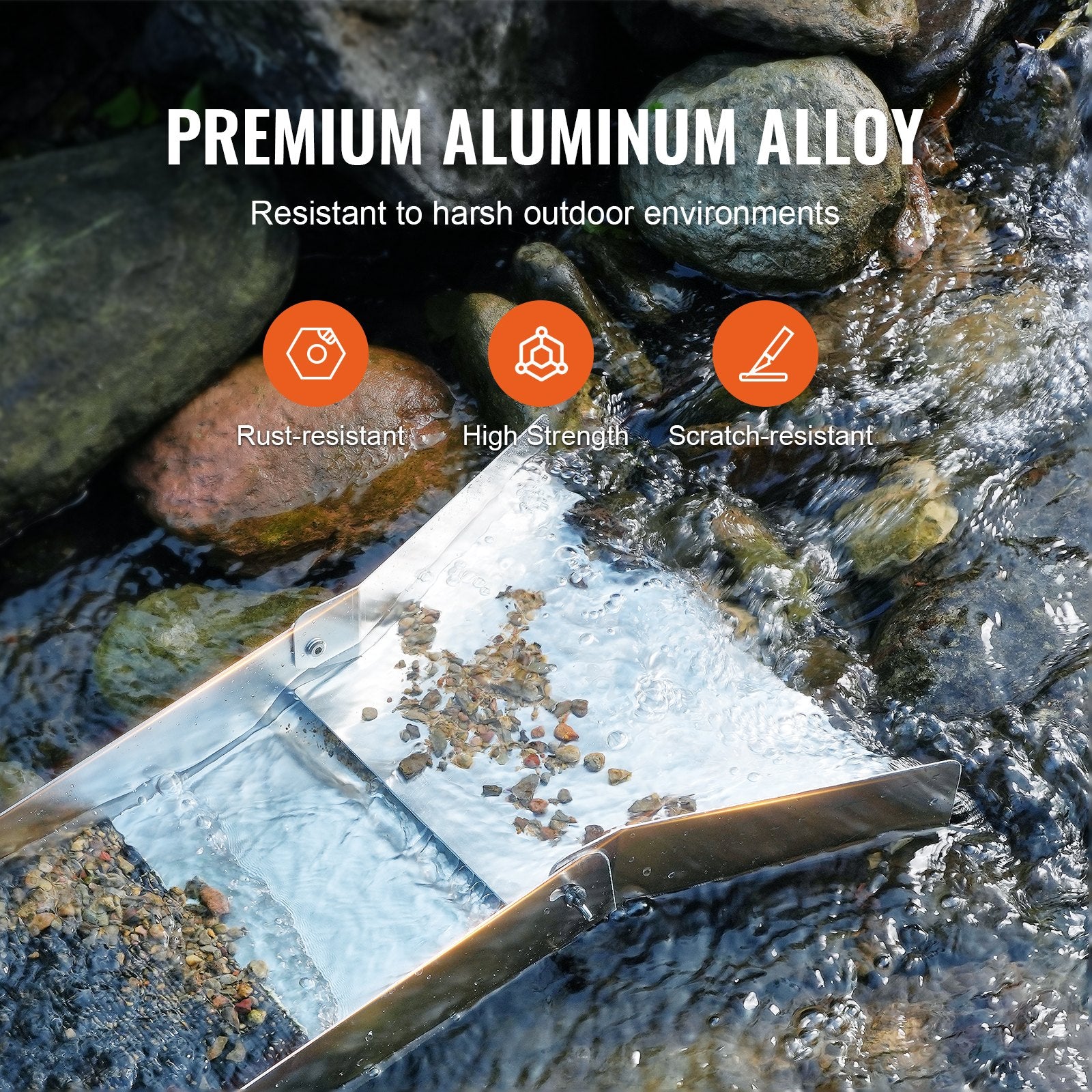 VEVOR Gold Panning Kit With Sluice Box, 50" Aluminum Gold Mining Equipment, 23 PCS Gold Prospecting Kit with Gold Pan, Classifier Screen, Separating Magnet, Drawstring Backpack and Accessories