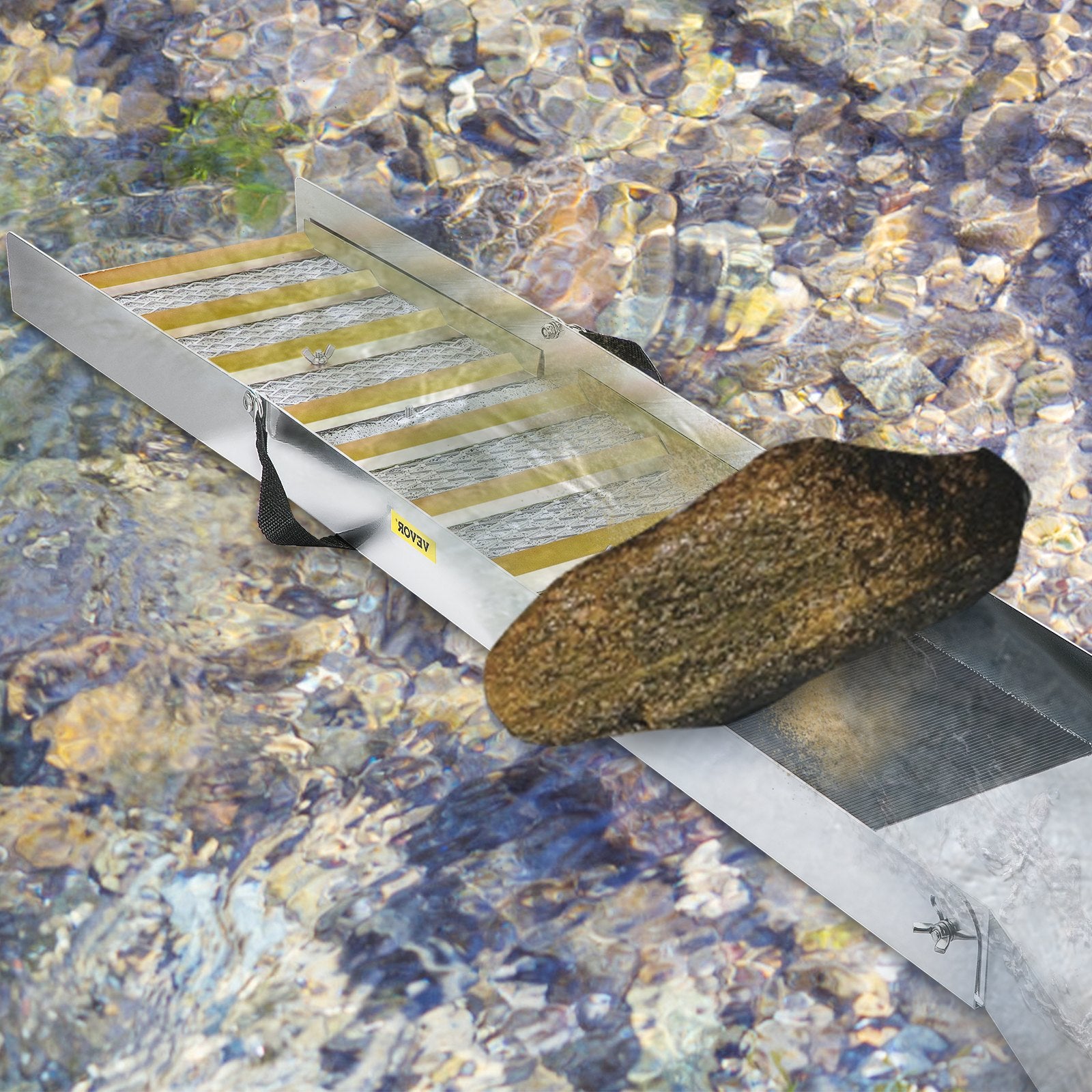 VEVOR Folding Aluminum Alloy Sluice Box, Compact 50" Sluice Boxes for Gold, Lightweight Gold Sluice Equipment, Portable Sluice Boxes with Miner's Moss, River, Creek, Gold Panning, Prospecting, Dredg