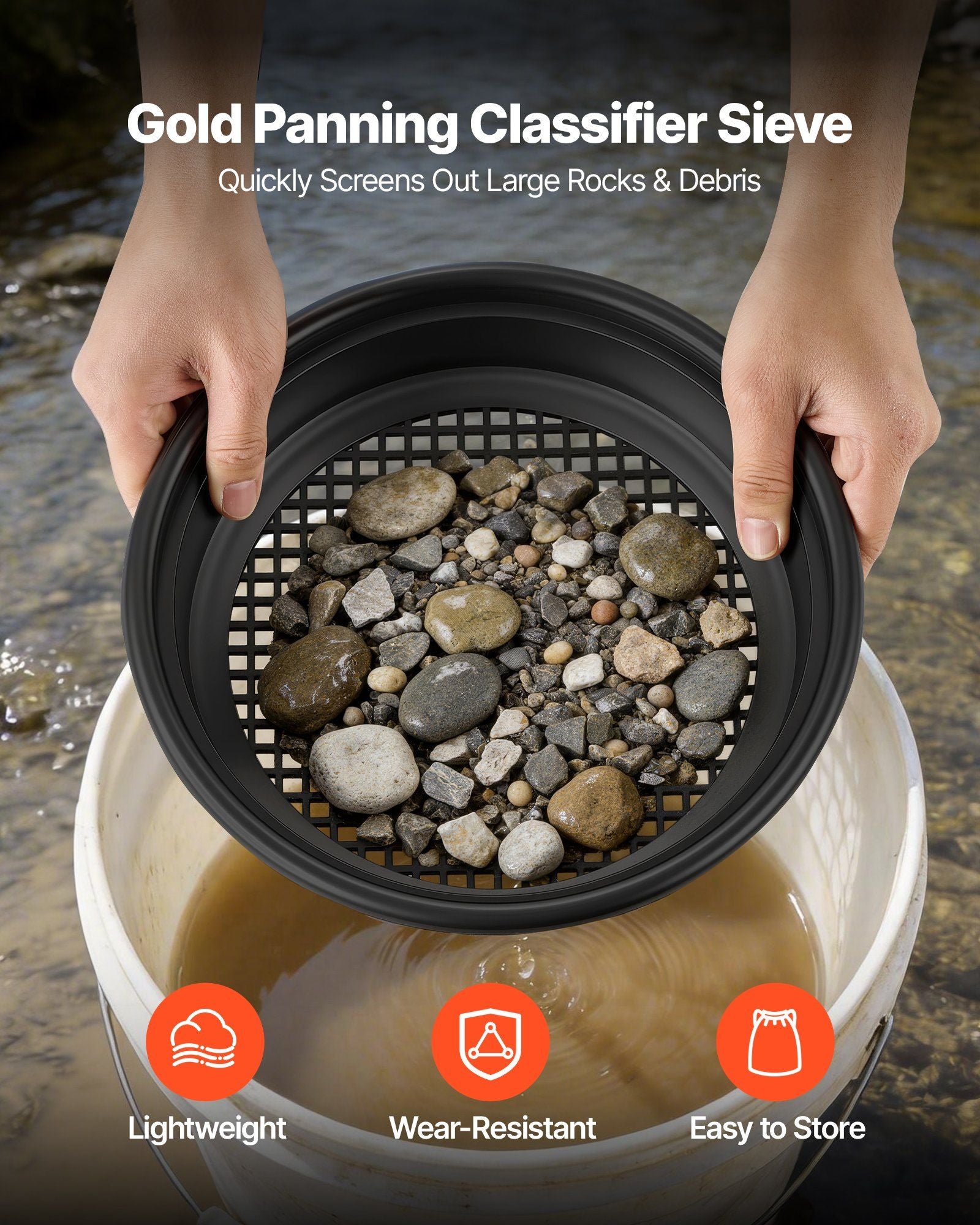 Gold Panning Kit, 254 mm and 355 mm Pans, 19 PCS Portable Prospecting Equipment Kit with Classifier Sieves, Sand Magnet, Rock Pick, Scoops, Backpack, and Accessories, for Outdoor Gold Recovery