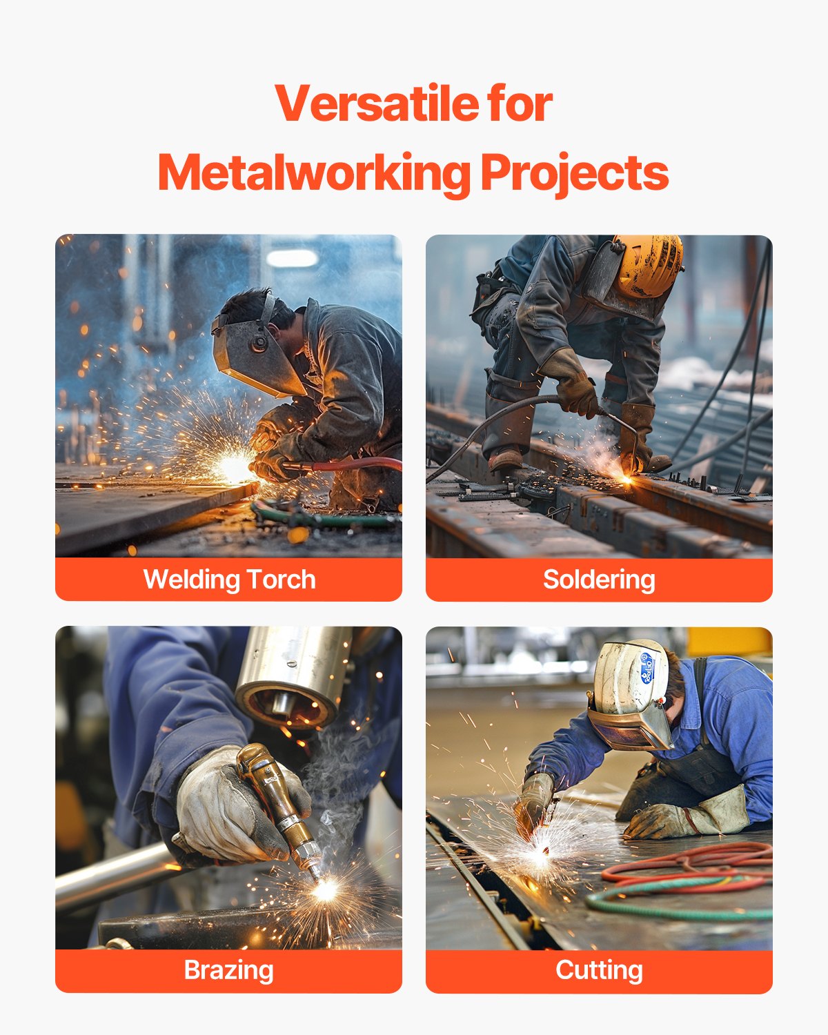 VEVOR Oxygen Acetylene Hose, 1/4-Inch x 25FT Oxy Acetylene Hose with 9/16"-18 B Fitting, 300PSI T Grade Welding Cutting Torch Twin Hose, Compatible with Oxygen, Acetylene, Propane and Other Fuel Gases