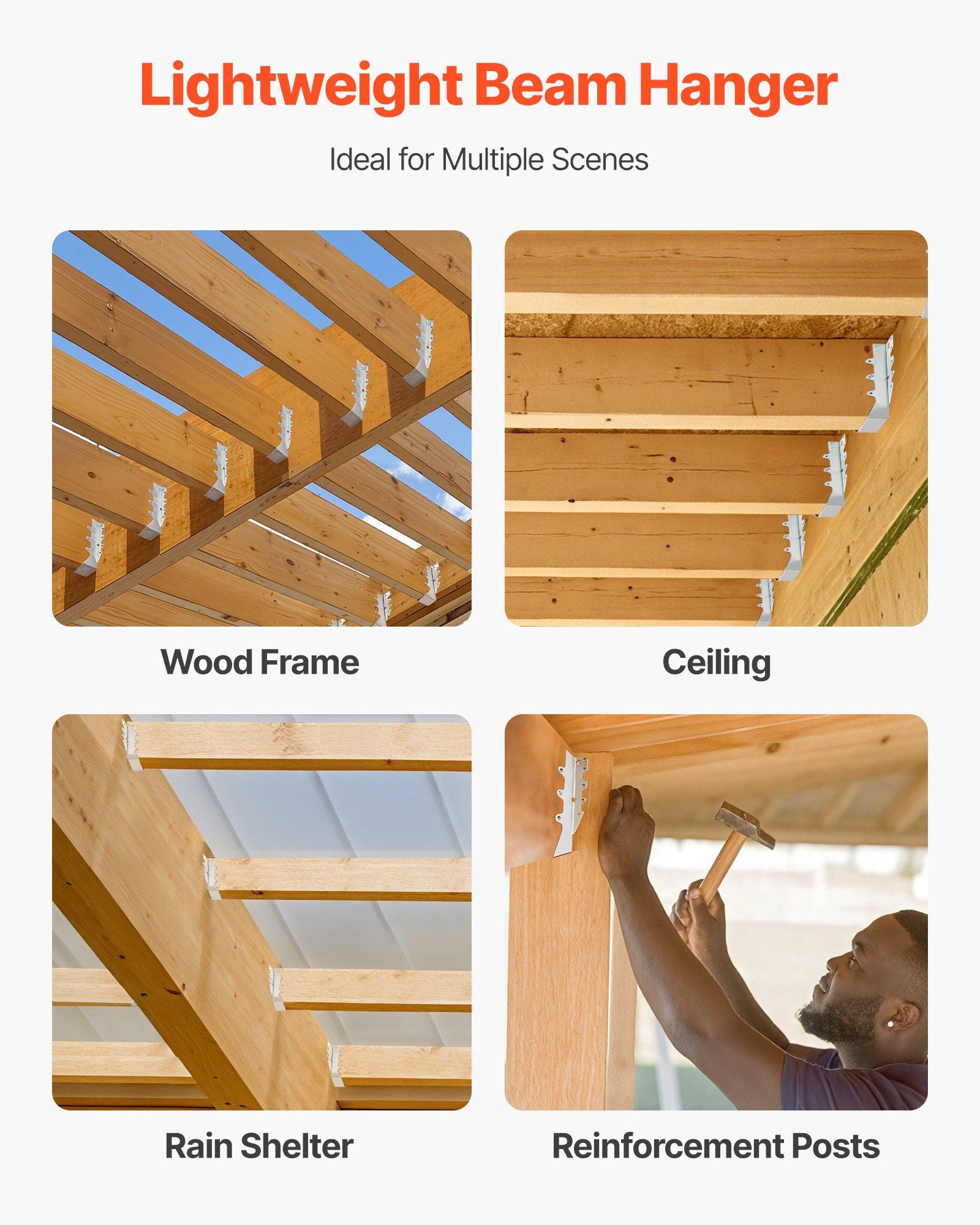 50 Pcs Joist Hanger, Inner Dimensions 1.57 x 1.50 x 7.83 inch / 40 x 38 x 199 mm, Rafter Hurricane Ties Joist Hangers with Rustproof Coating, Tie Brackets for Floor Deck and Ceiling Trusses