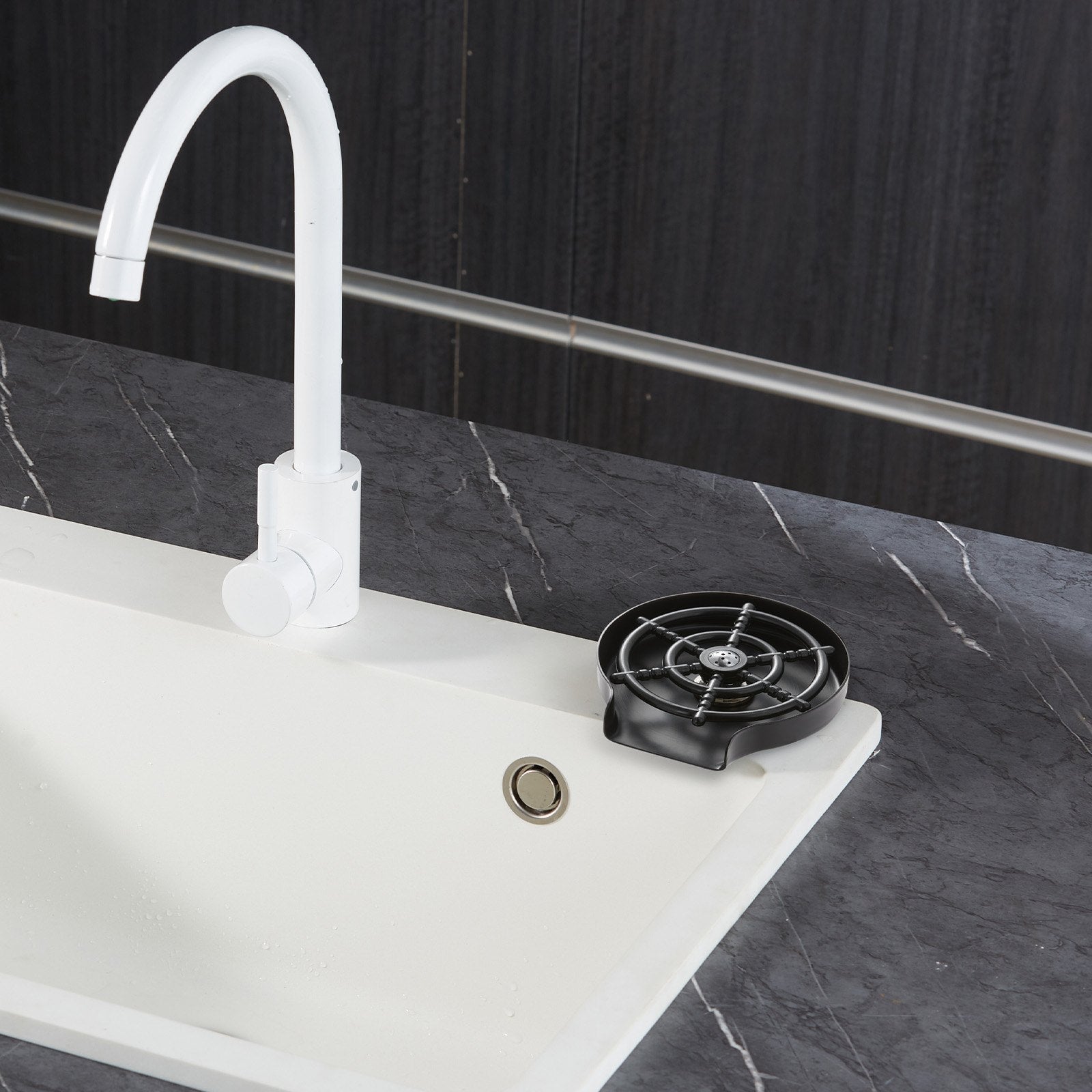 VEVOR Glass Rinser 10-Hole 360 Rotating Stainless Steel Washer ABS Cup Holder