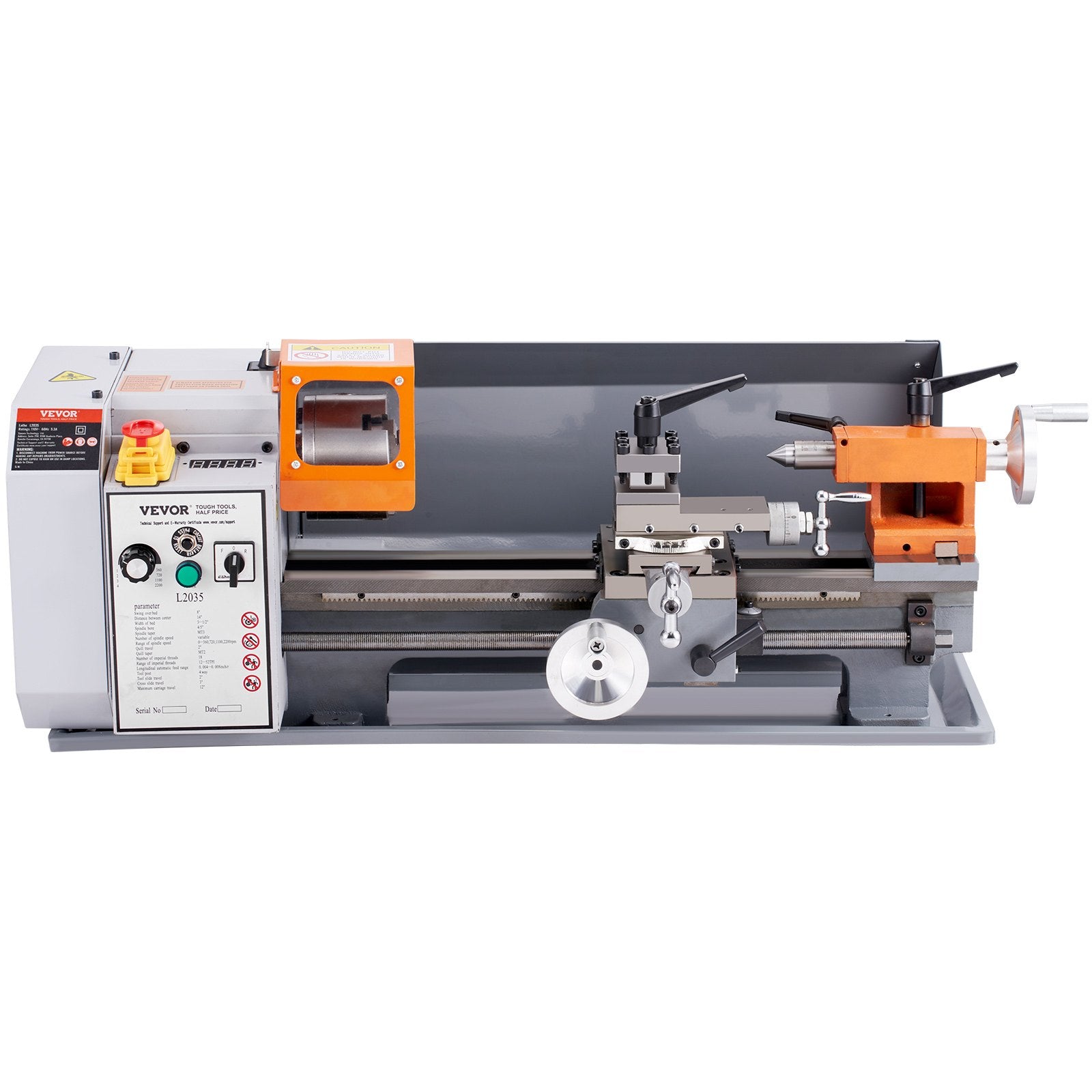 VEVOR Metal Lathe Machine, 200 mm x 350 mm, Precision Benchtop Power Metal Lathe, 50-2500 RPM Continuously Variable Speed, 600W Brush Motor Metal Gears, with Tool Box for Processing Precision Parts