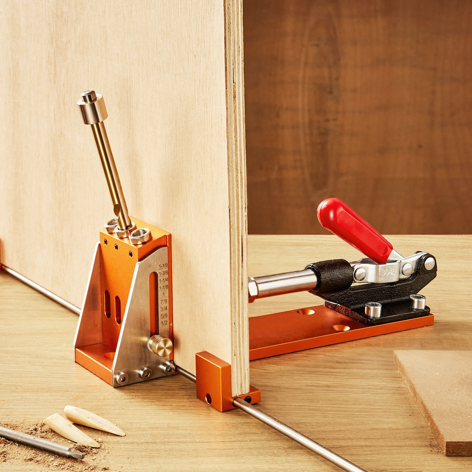 VEVOR Pocket Hole Jig Kit, 34 Pcs Pocket Hole Jig System with C-clamp, Fixture, Step Drills, Wrenches, Drill Stop Rings, Square Drive Bits, Toolbox, for DIY Carpentry Projects, Adjustable