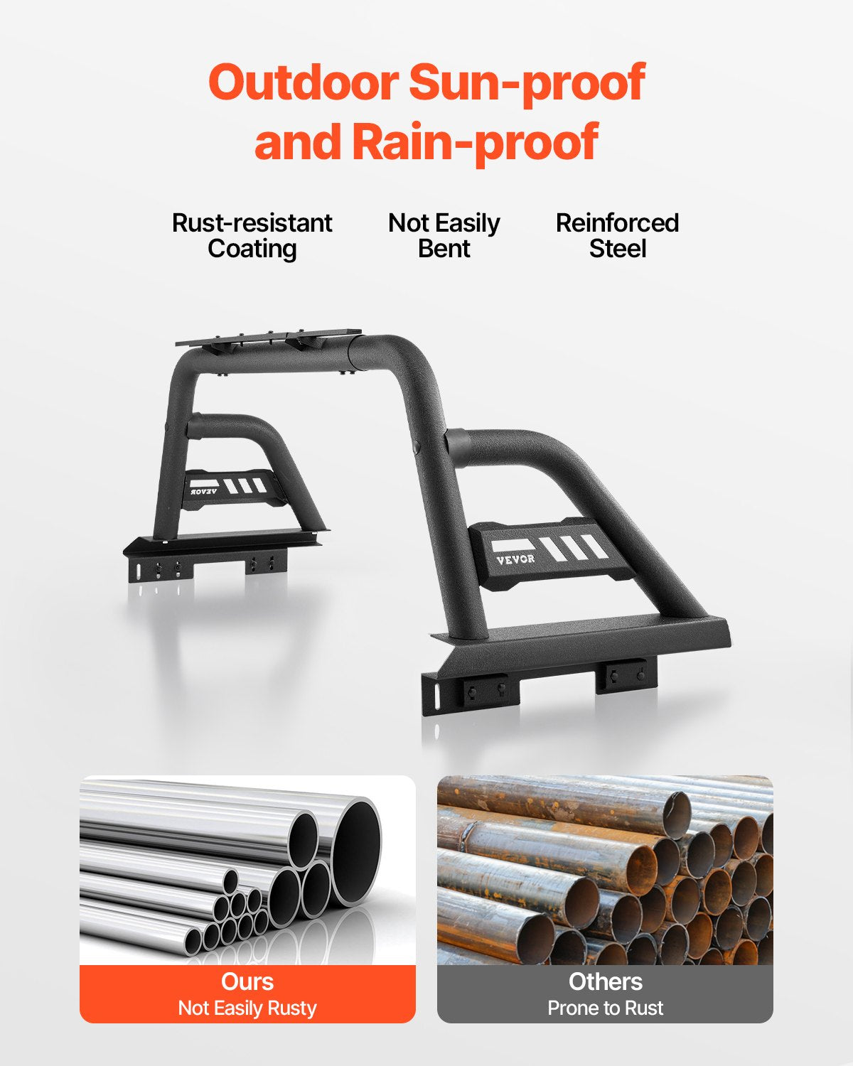 VEVOR Truck Bed Roll Bar Universal Chase Rack for Full-Size Pickup Carbon Steel