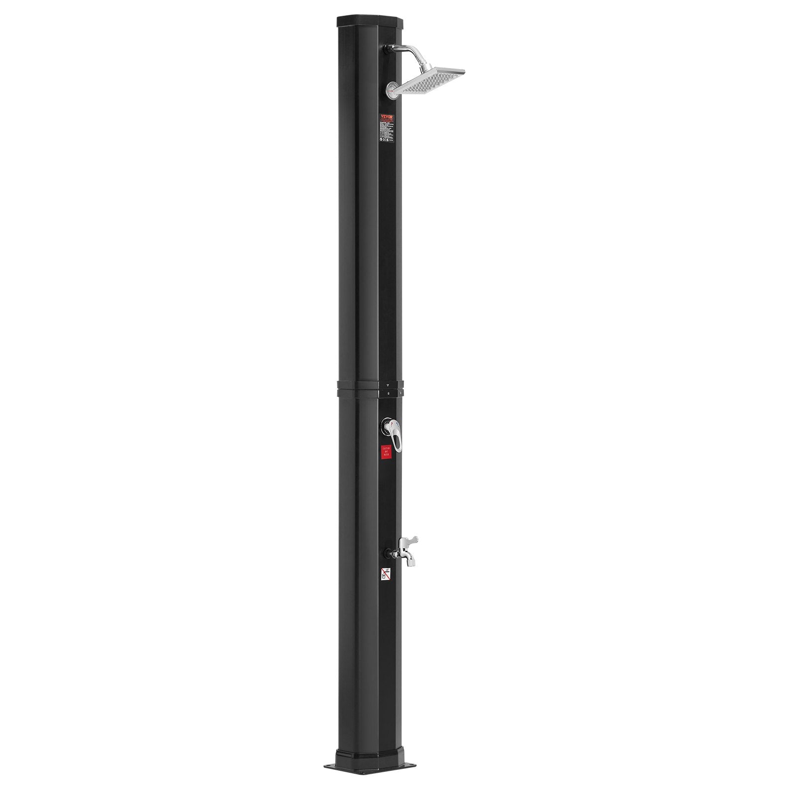 VEVOR Outdoor Solar Heated Shower, 35L Poolside Shower Kit with Shower Head and Foot Shower Tap, Double Buckle Fast Assembly W/ Pre-Drilled Holes for Outdoor Backyard Poolside Beach Spa