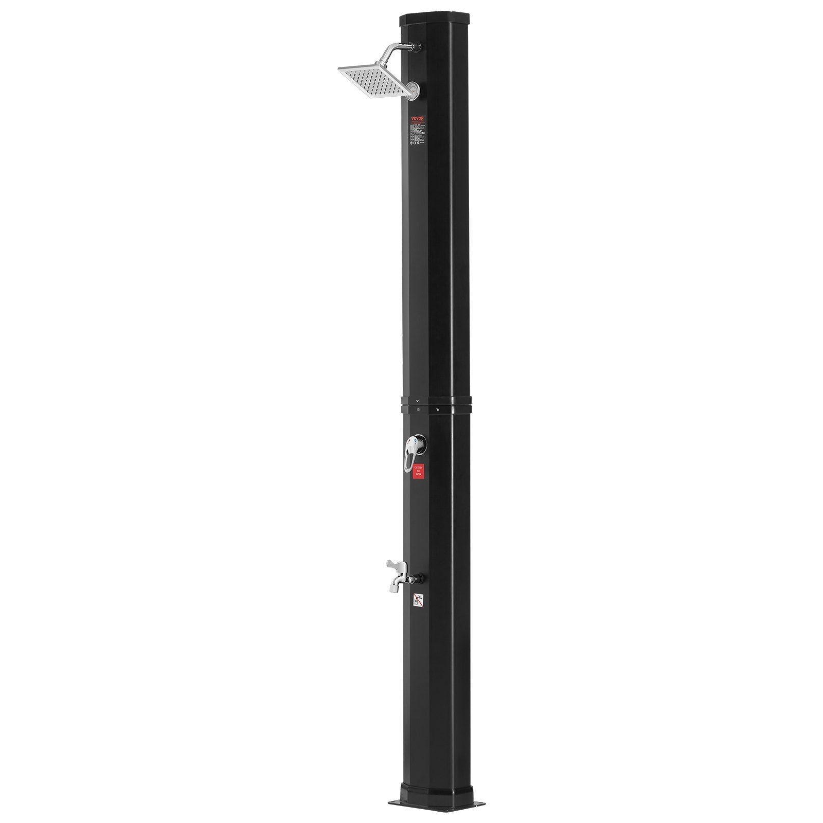 VEVOR Outdoor Solar Heated Shower, 35L Poolside Shower Kit with Shower Head and Foot Shower Tap, Double Buckle Fast Assembly W/ Pre-Drilled Holes for Outdoor Backyard Poolside Beach Spa
