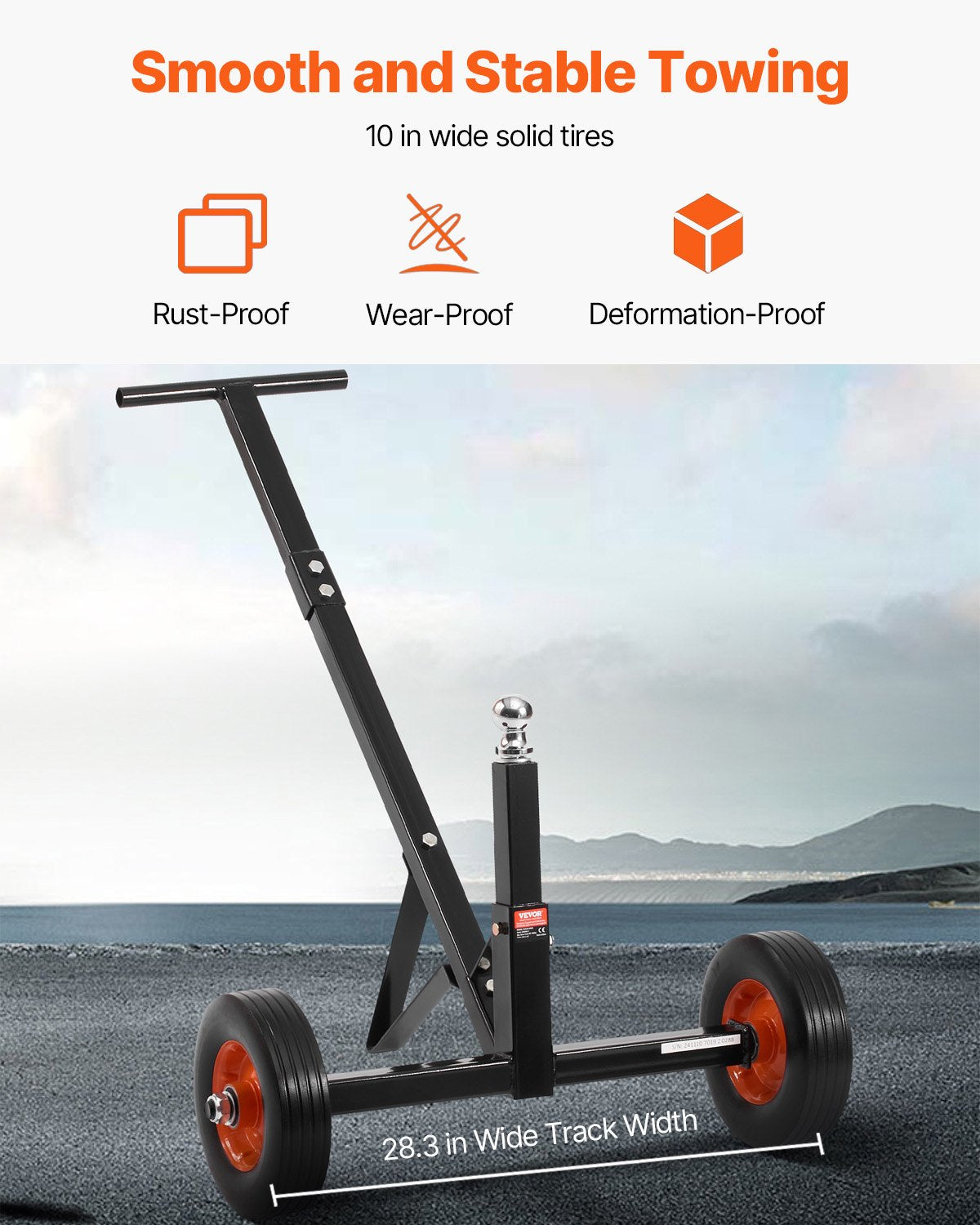 VEVOR Trailer Dolly, 600lbs Tongue Weight Capacity, Carbon Steel Trailer Mover with 1-7/8 in Hitch Ball and 10 in Solid Tires, Portable Tow Dolly for Moving Car RV Boat Trailer