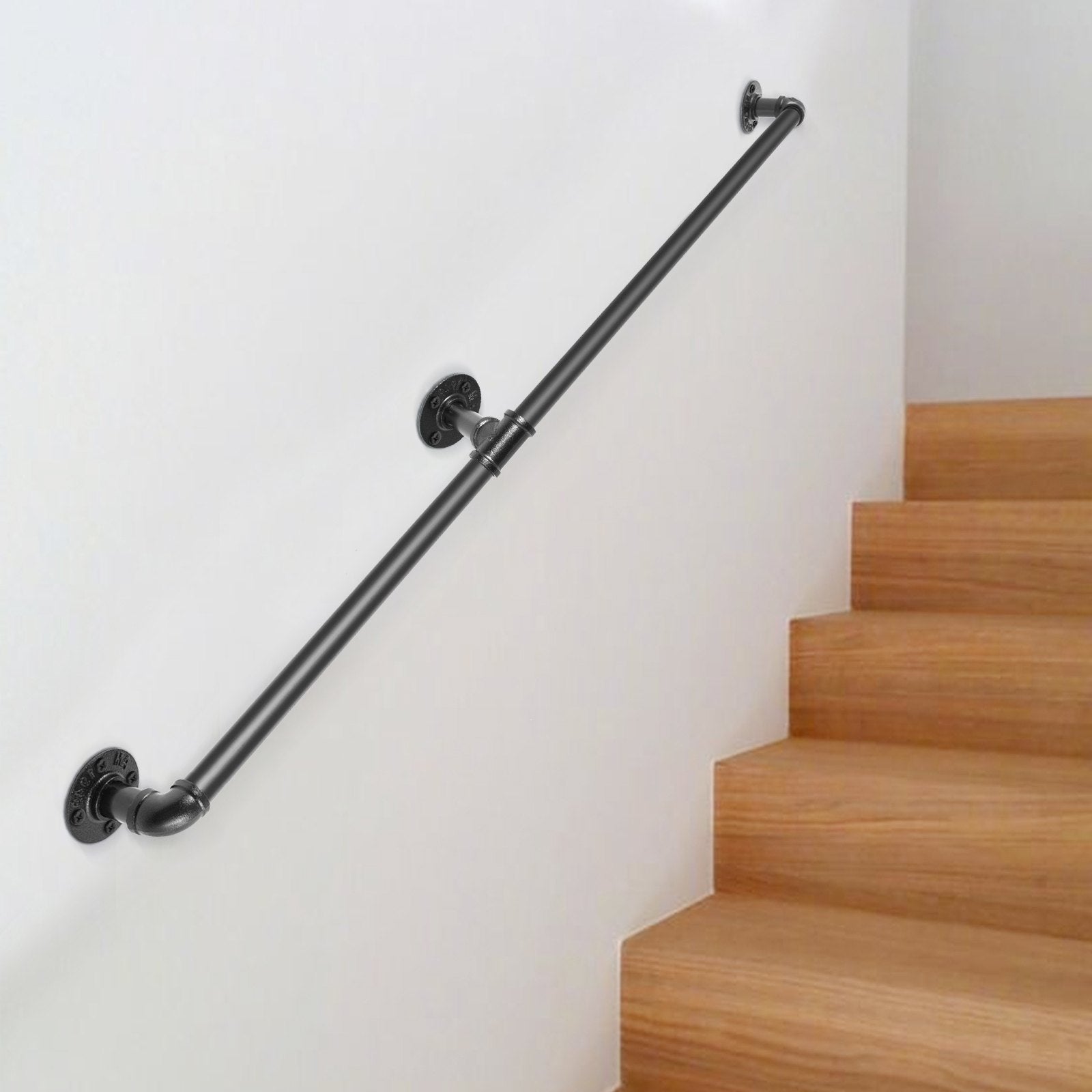VEVOR Pipe Stair Handrail Staircase Handrail 4 FT Carbon Steel for Wall Mount