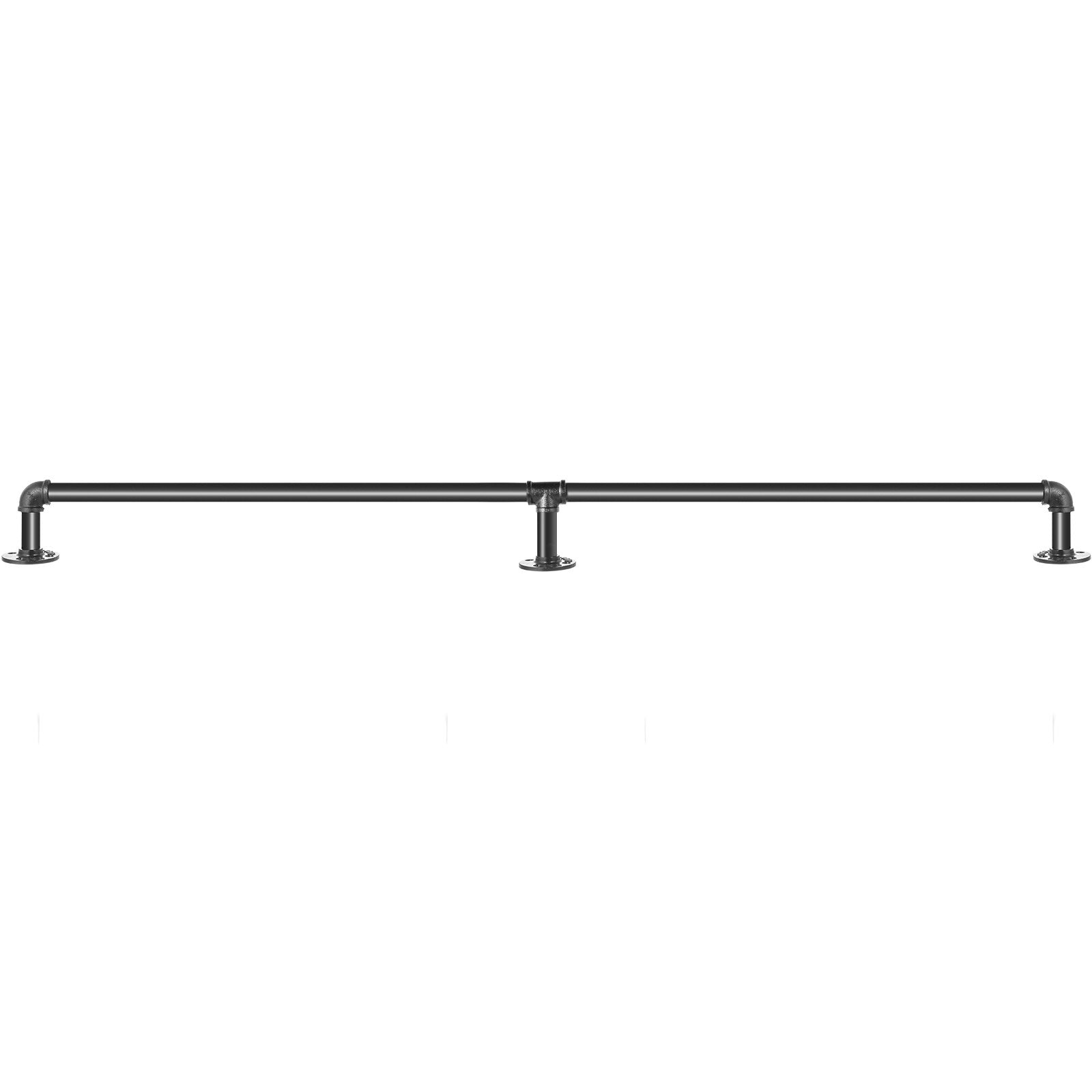 VEVOR Pipe Stair Handrail, 1.8m Staircase Handrail, 200KG Load Capacity Carbon Steel Pipe Handrail, Industrial Pipe Handrail with Wall Mount Support, Round Corner Wall Handrailings for Indoor, Outdoor