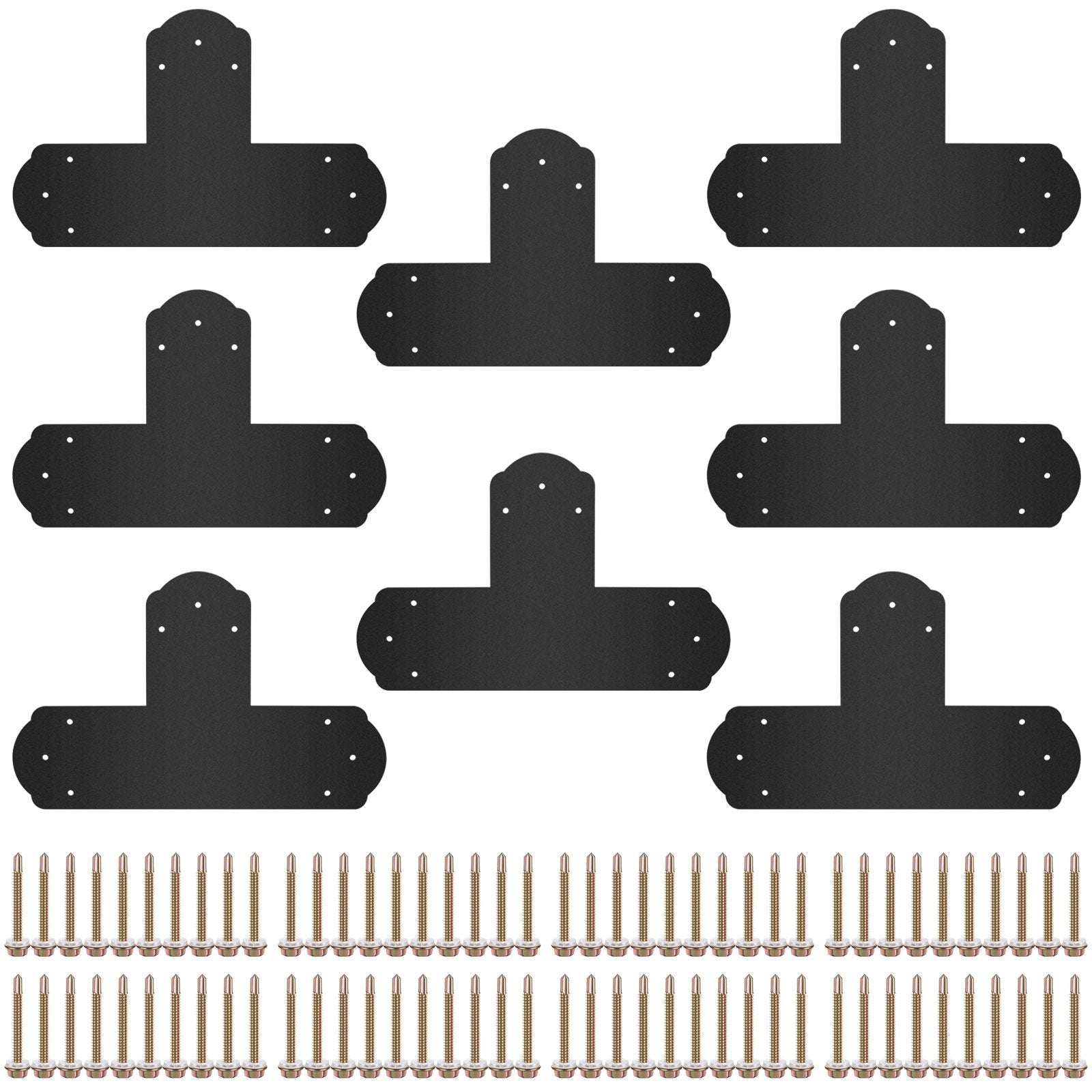 VEVOR Black T Mending Plate T-shape 8 PCs 6" Flat Connector Post to Beam Bracket