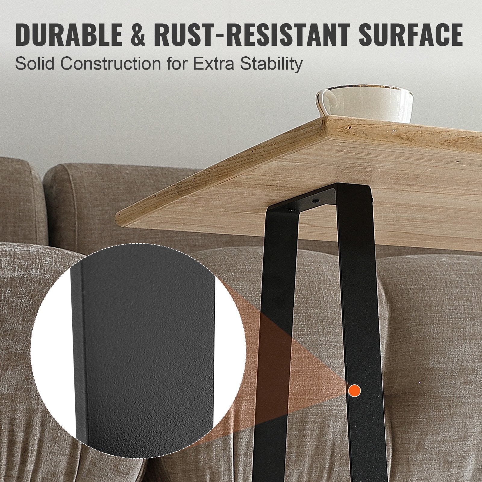 VEVOR 406.4MM Trapezoid Steel Table Legs, Replacement Furniture Legs Set of 2 for DIY Coffee Tables, Modern Desks, Bench, Night Stands, Sofa, Max Load 181.4KG Heavy Duty, Quick Instalation Legs Black