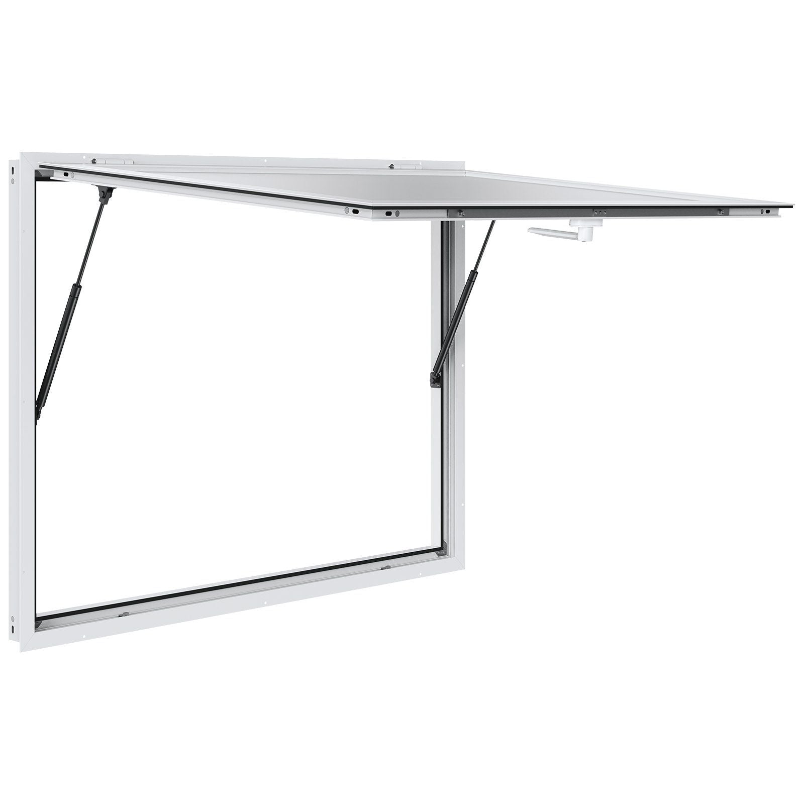 Concession Window for Food Truck, 48"x36" Aluminum Alloy Food Truck Service Window, Up to 85 Degrees Stand Serving Window with Awning Door & Drag Hook, for Food Trucks Concession Trailers