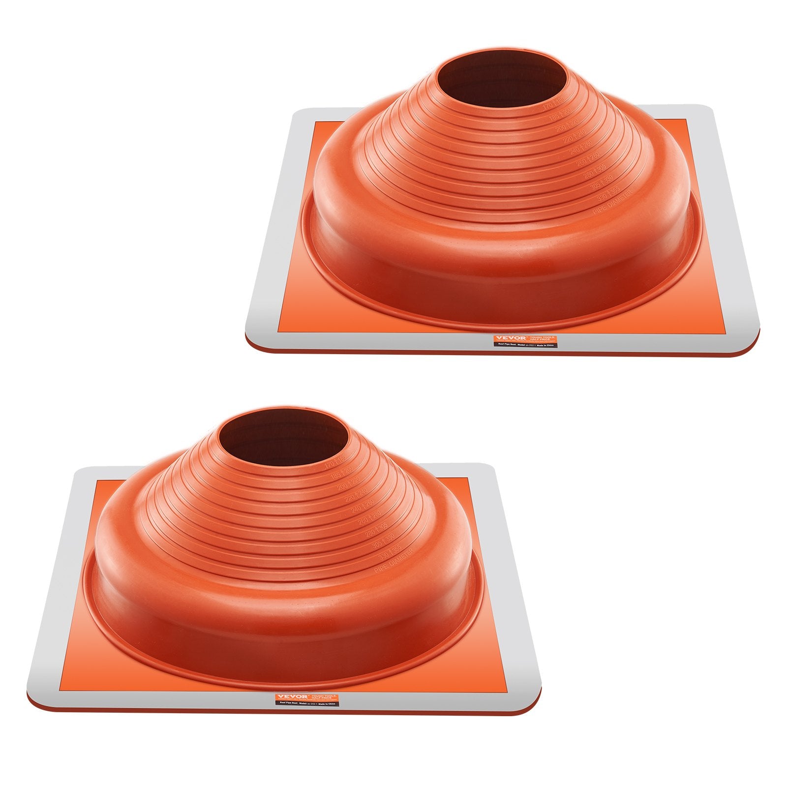 VEVOR 2 Pcs Metal Roof Pipe Flashing Boot Fit 170-355 mm Pipe High Temp Silicone